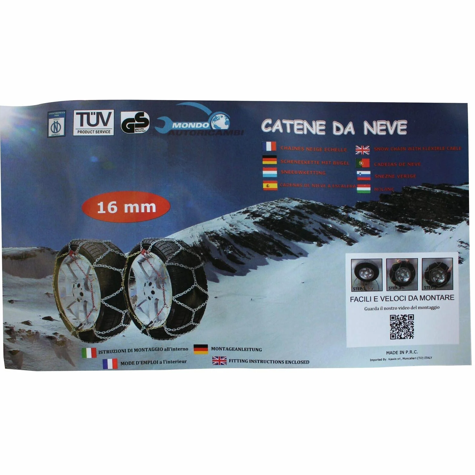 Catene da Neve OMOLOGATE 16mm 255/45-20 R20 SUV 4x4