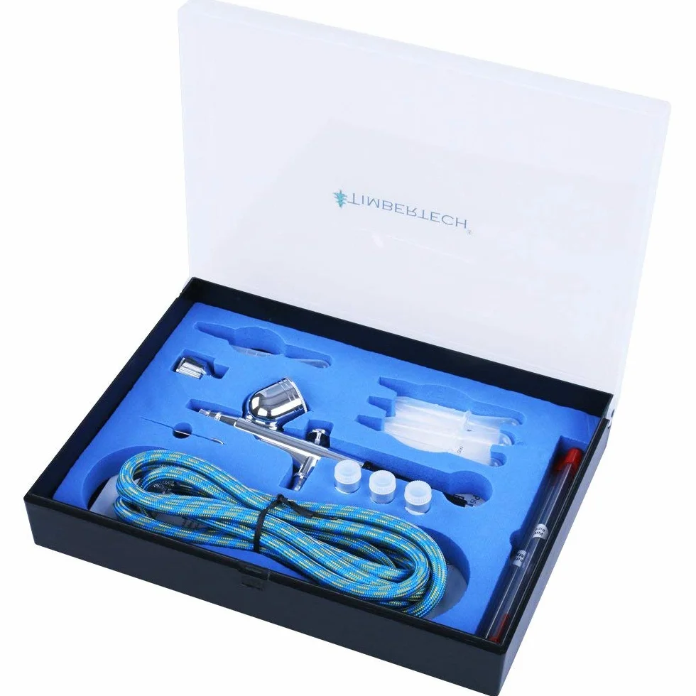 TIMBERTECH ABPST01 Set Aerografo Aerografia con adattatore tubo ugelli aghi