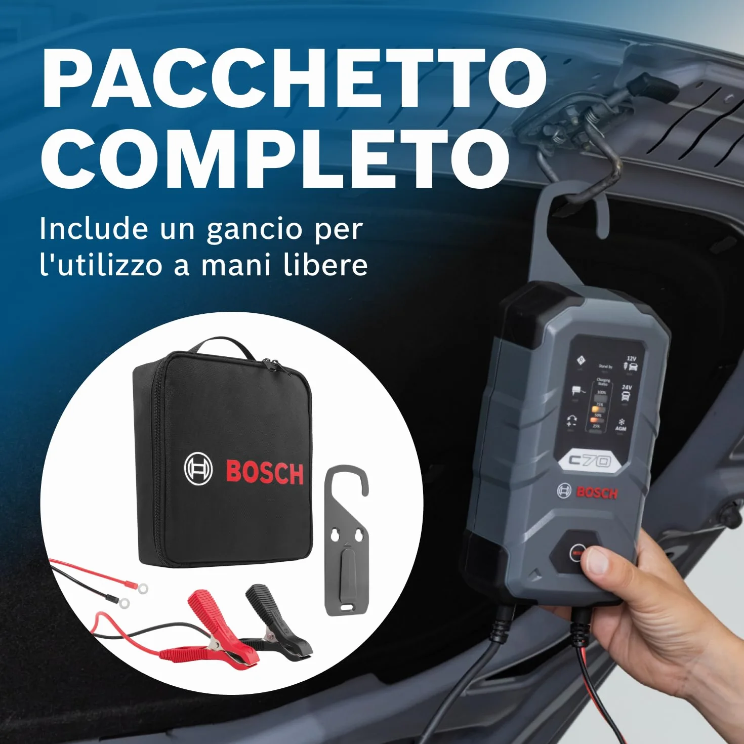 Bosch C70 Ładowarka 12V 24V 10A do Akumulatorów Kwasowo-Ołowiowych EFB GEL AGM SLI