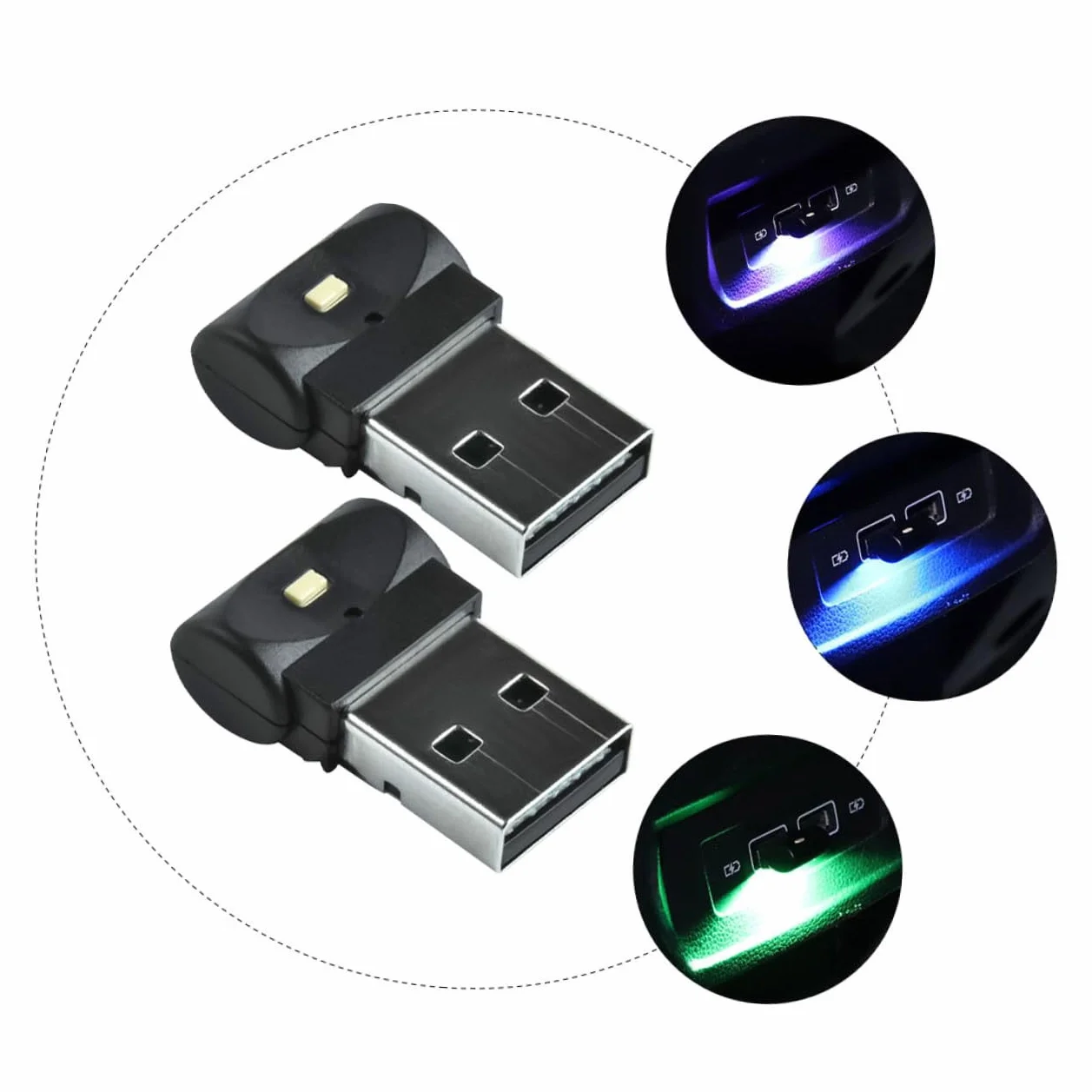 ULTECHNOVO 2 Pezzi Luci LED per Auto Interni USB Lampade Atmosfera Abs Nero