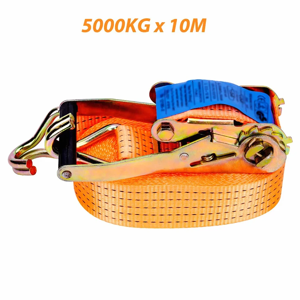 maXpeedingrods Cinghie di ancoraggio 5000kg 10m EN 12195-2 Cinghia Di Tensione Cricchetto Gancio 50mm 10Pcs