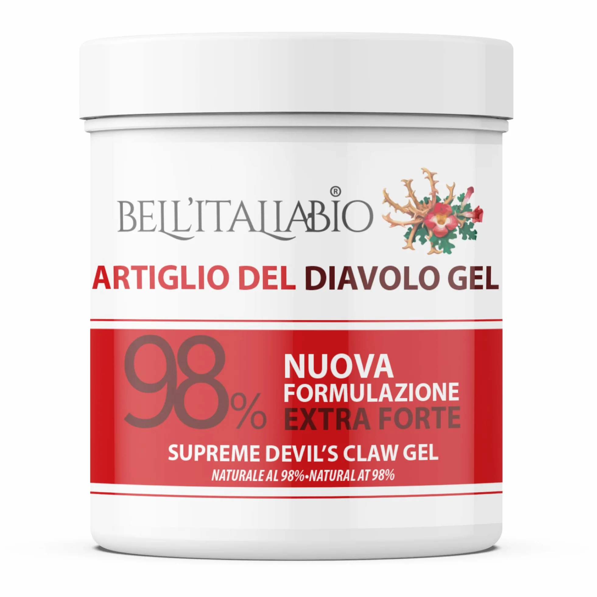 Gel Artiglio del Diavolo Extra Forte 98% 550ml Massaggi Muscoli Crema Recupero Sportiva Collagene Acido Ialuronico Bell'ItaliaBio Made in Italy