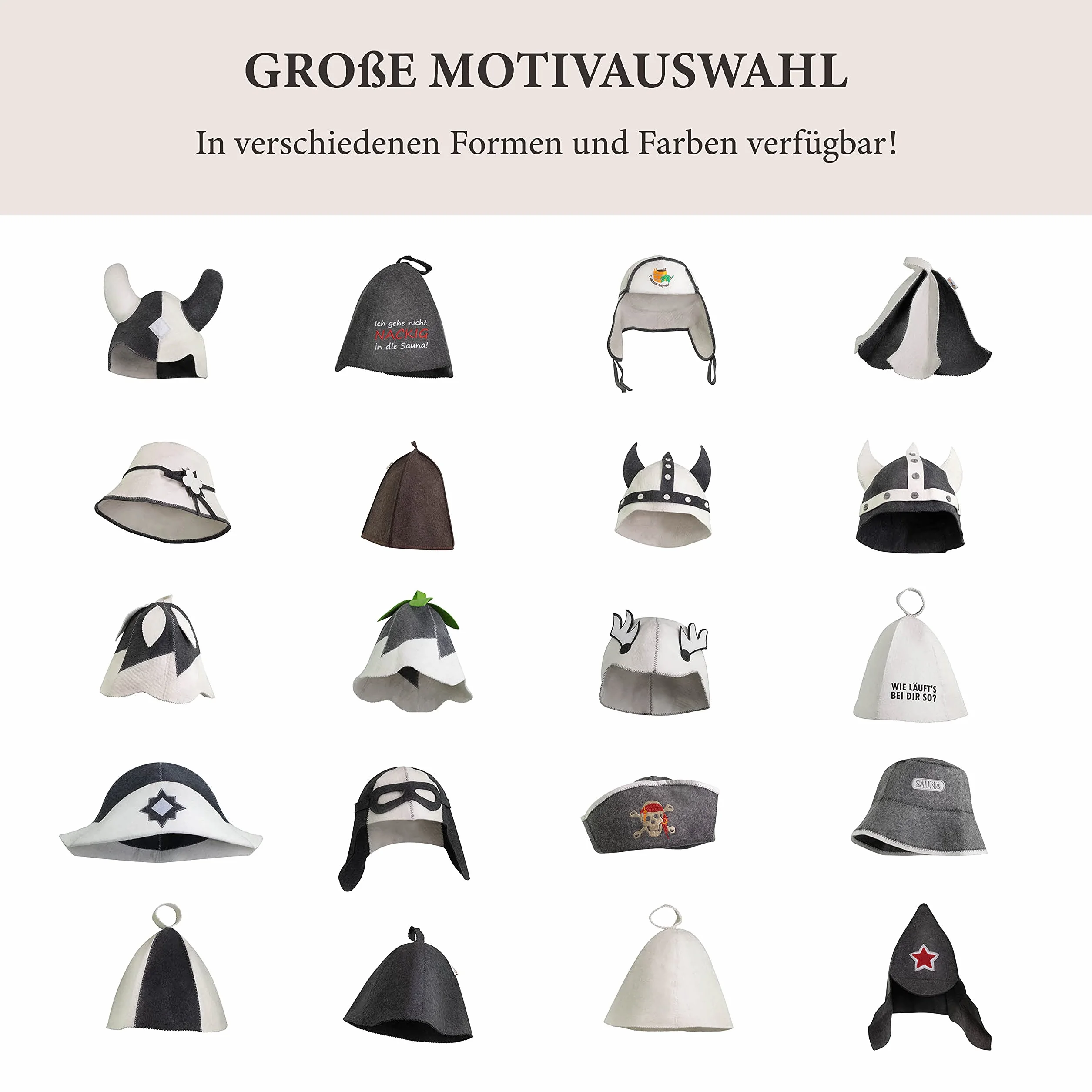 Cappello da sauna in feltro LoFelt® con motivo Pilota - Berretto da sauna unisex con guida