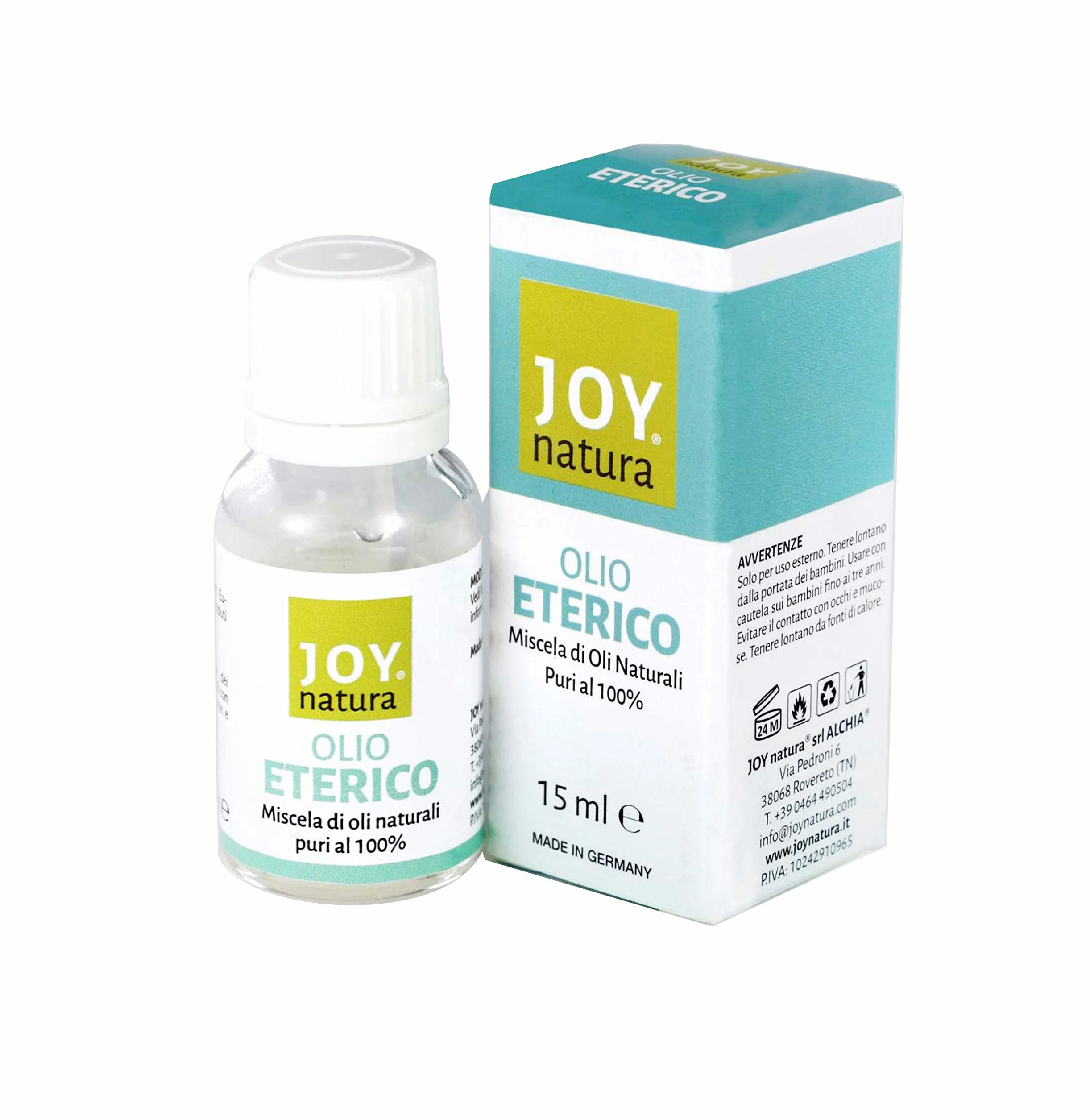 Olio Eterico Joy Natura 15ml Menta Piperita Eucalipto - Miscela Oli Naturali Puri per Sauna Aufguss