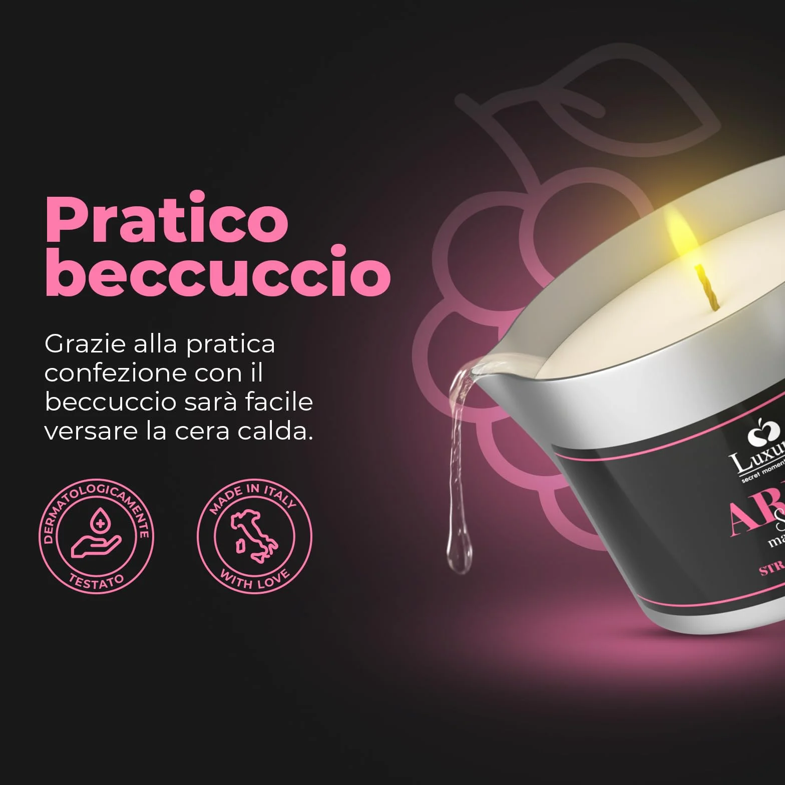 Ardes Massage Candle Sensuale Aromatizzata Uva Fragola