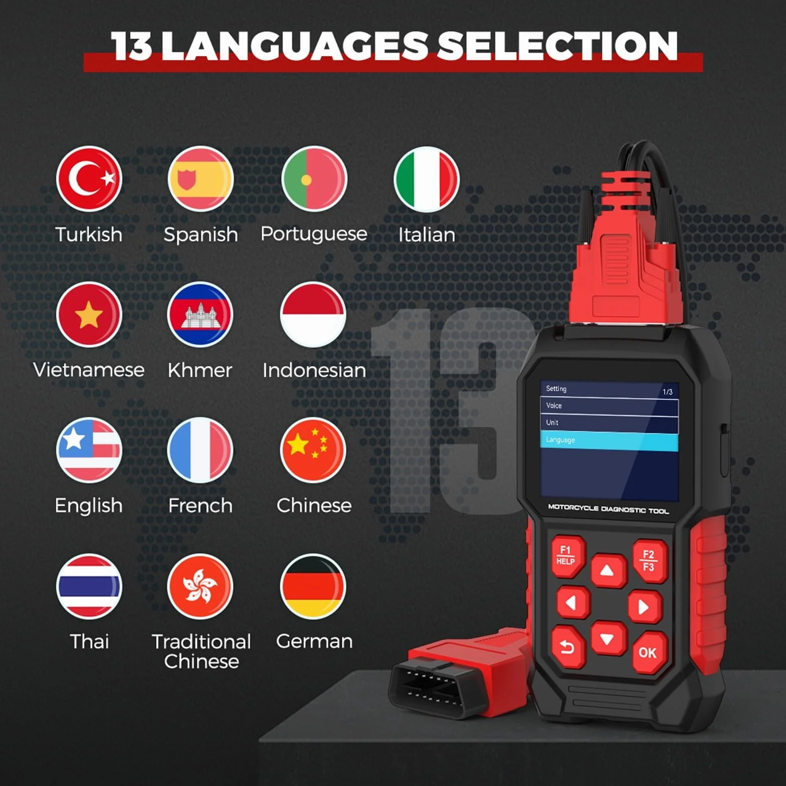 Lettore di codici M4 per moto Suzuki Yamaha Honda Kawasaki OBD2 strumento diagnostico spurgo ABS