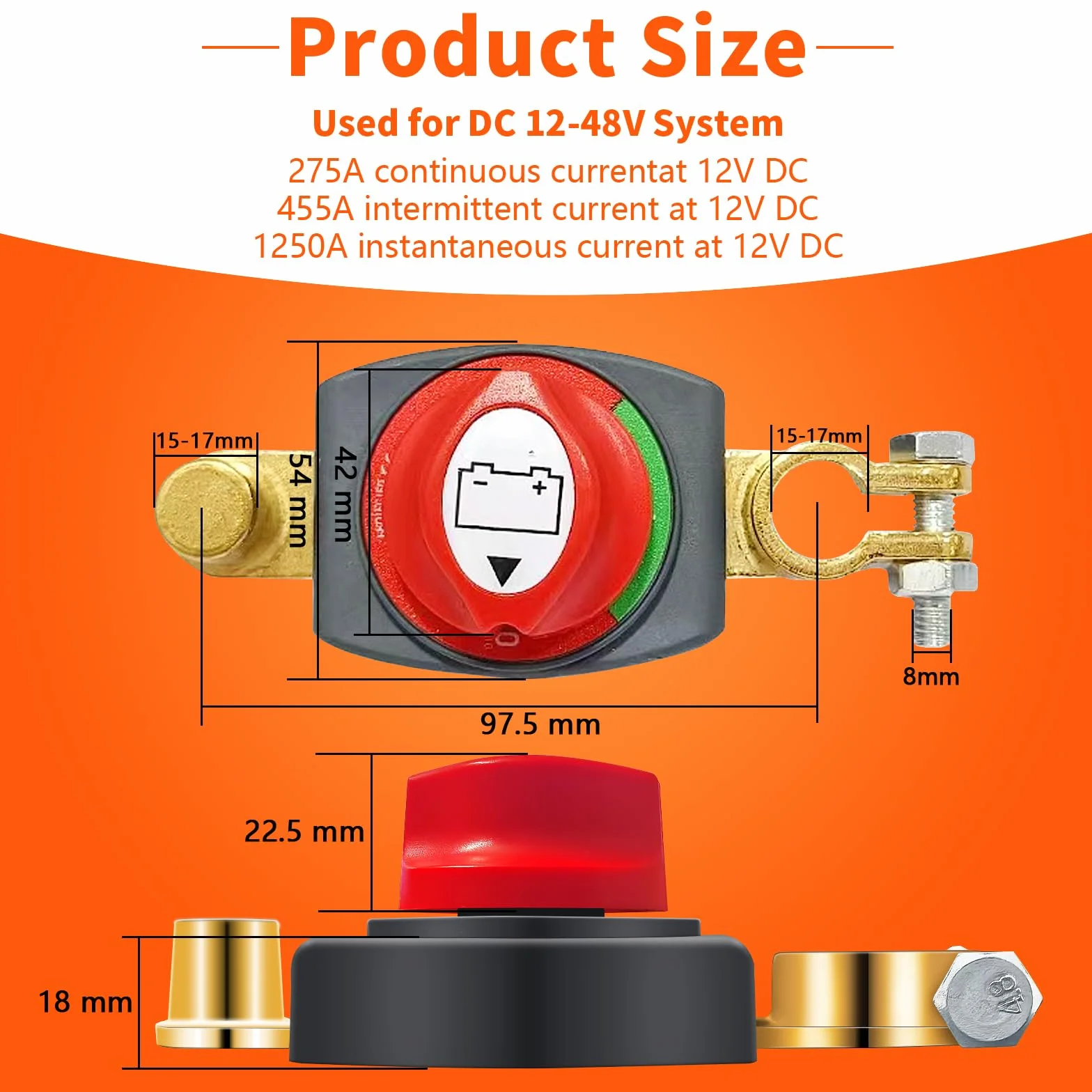Interruttore Stacca Batteria, Stacca Batteria 12v-48v, Interruttore di Separazione Della Battery, Staccabatteria Impermeabile per Auto Moto Veicoli Camion