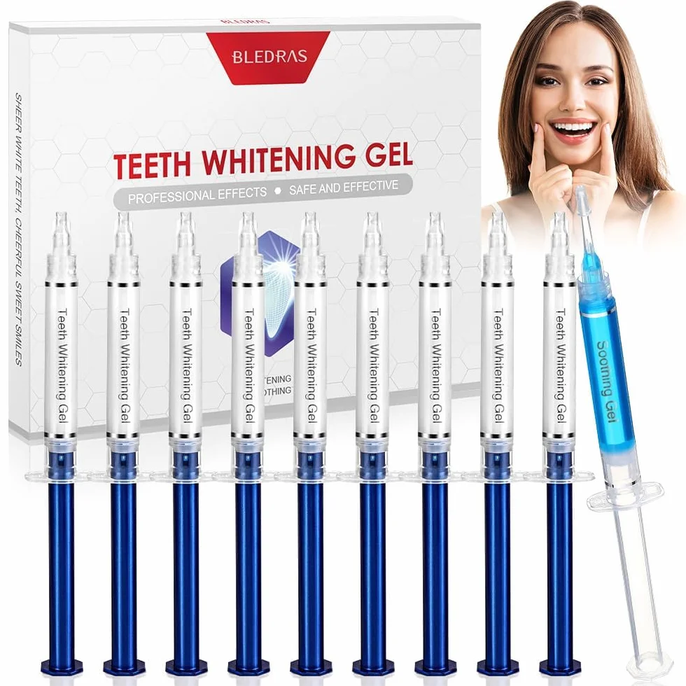 Bledras 10x3ML Gel Sbiancante Denti - Sbiancante 9 Bastoncini & Lenitivo 1 Bastoncini per Denti Sensibili