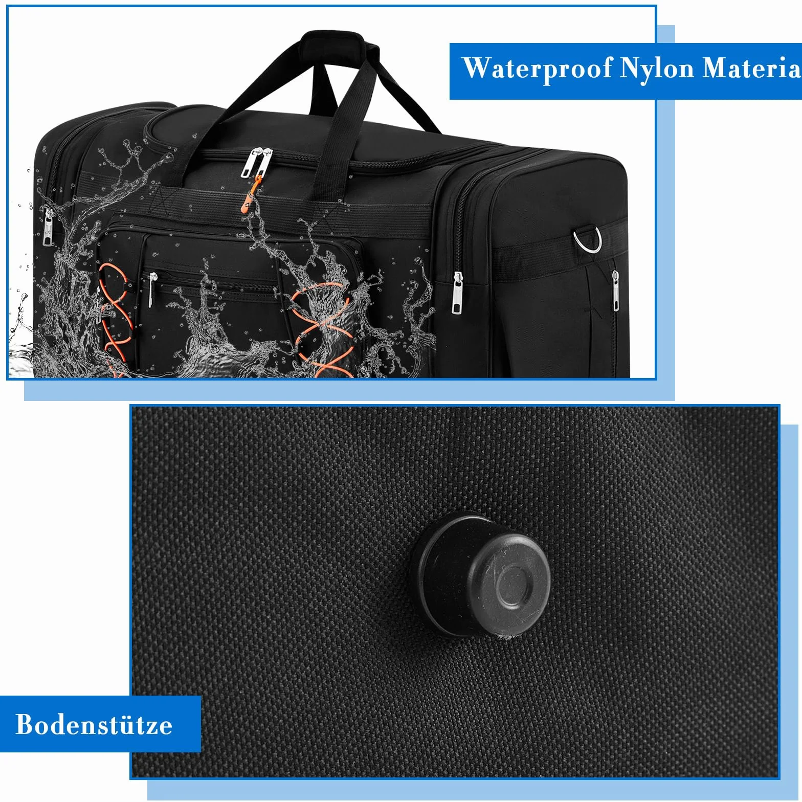 Weewooday Set di 4 Borse per Box da Tetto 65 cm 68L Duffel Portapacchi con 4 Cerniere Indicatori di Identificazione Borsa da Viaggio Nera con Scomparto per Scarpe per Box da Tetto Auto(Classico)