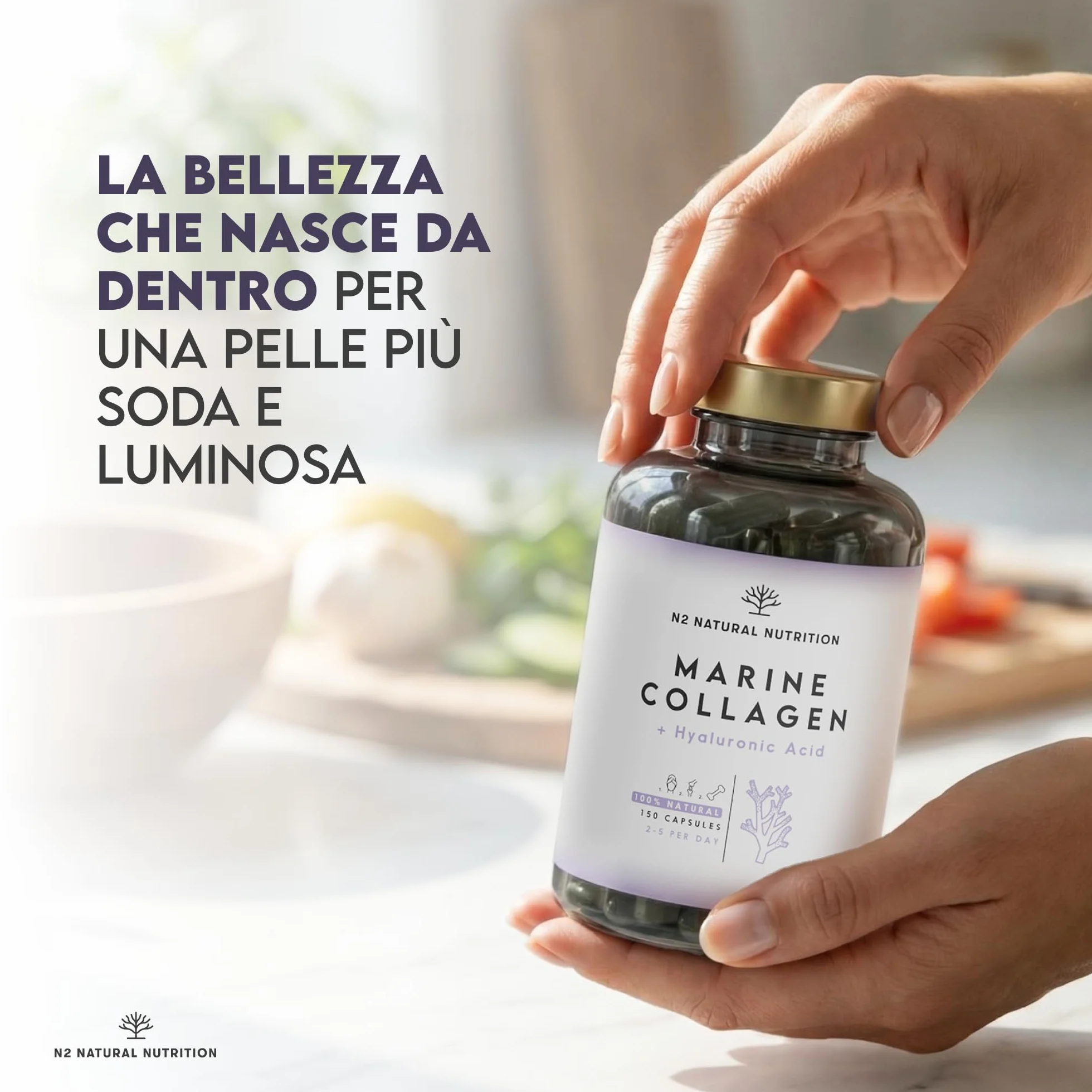 Collagene Marino PEPTAN N2 Natural Nutrition 150 capsule Integratori Articolazioni Cartilagine Pelle
