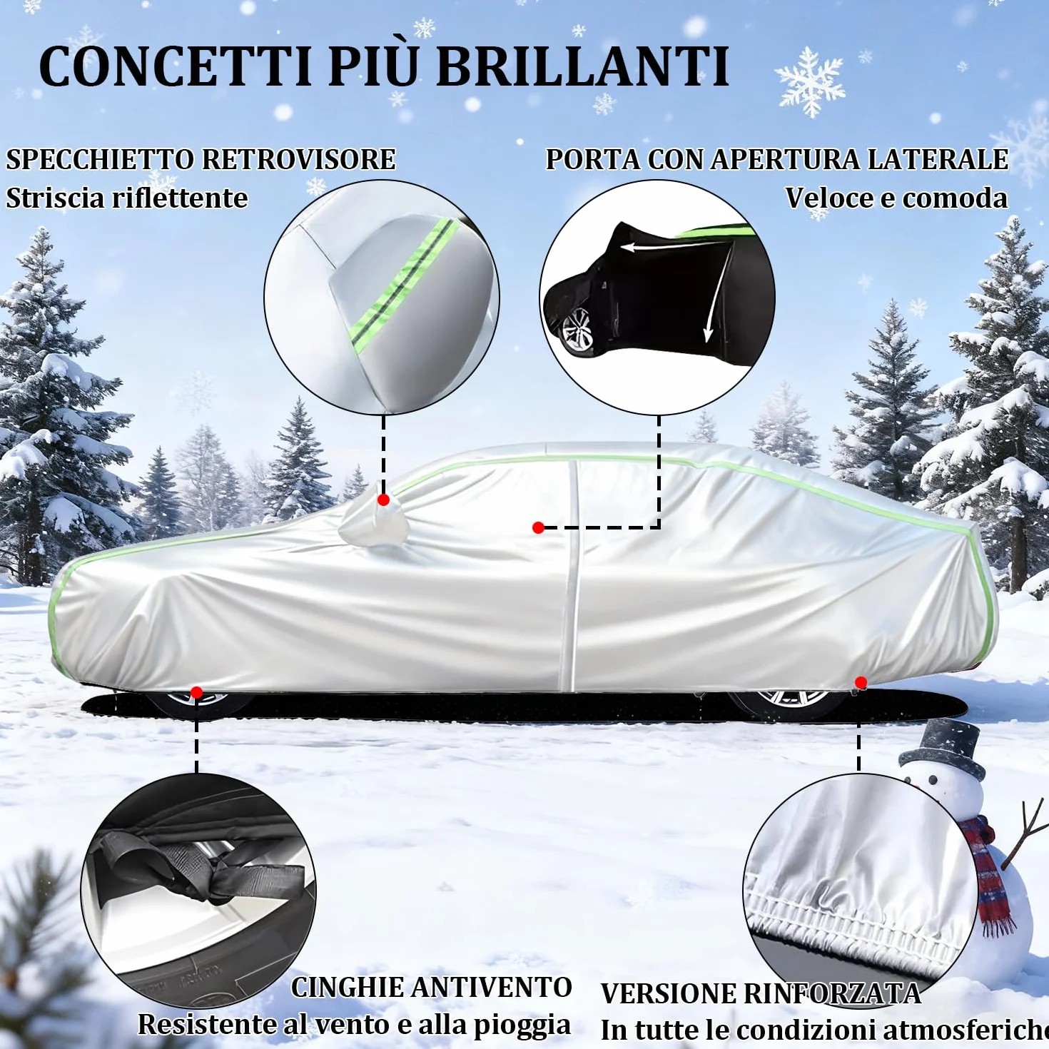 Telo Auto Esterno per Audi A1 (8X/GB) (2010-2024) Telo Copriauto Da Esterno Impermeabile, Anti-neve, con Cinturini Antivento, Adatto a Tutte le Stagioni