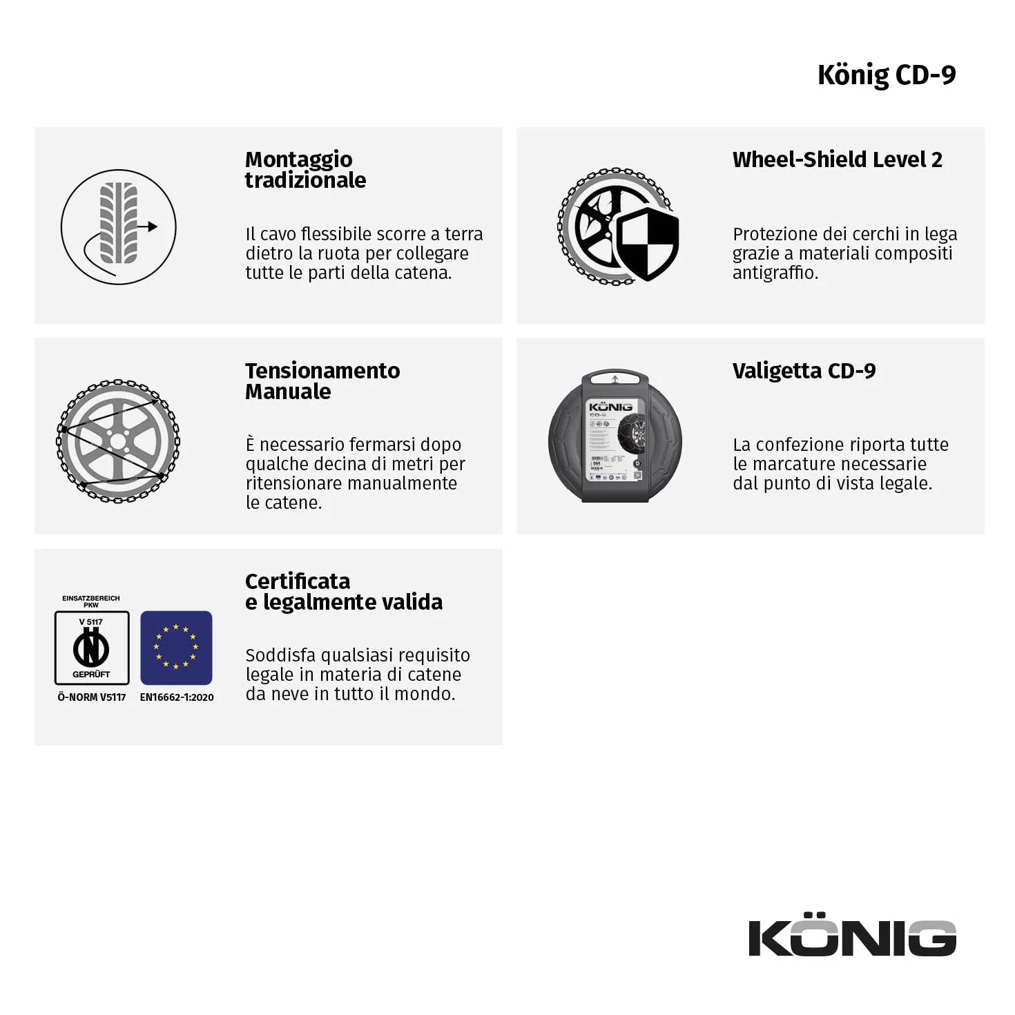 KÖNIG CD-9 103 Catene da Neve