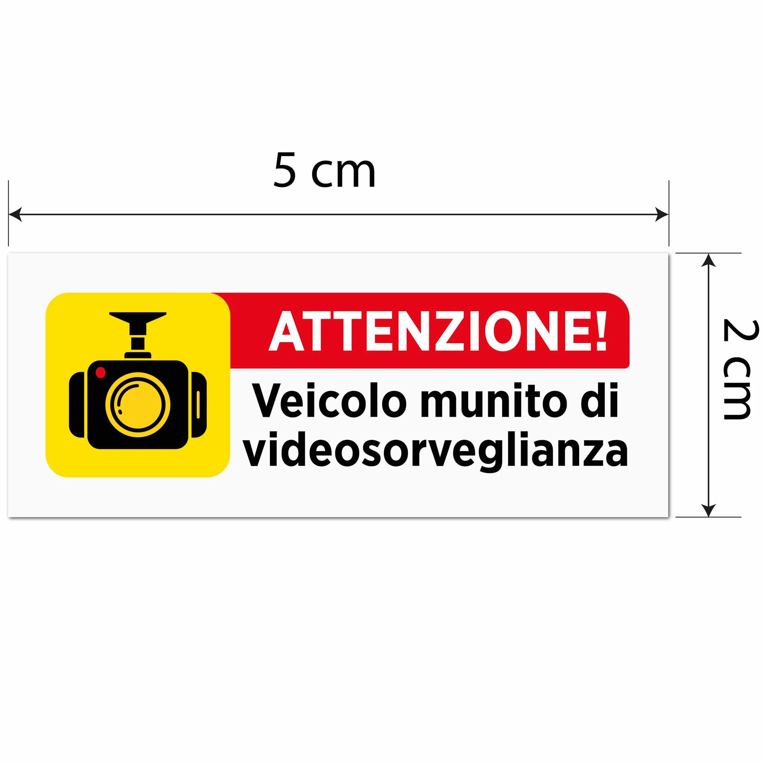 Adesivi Avvertimento DASHCAM a Bordo 10 pz 5x2 cm Segnalazione Videocamera Registrazione Deterrente