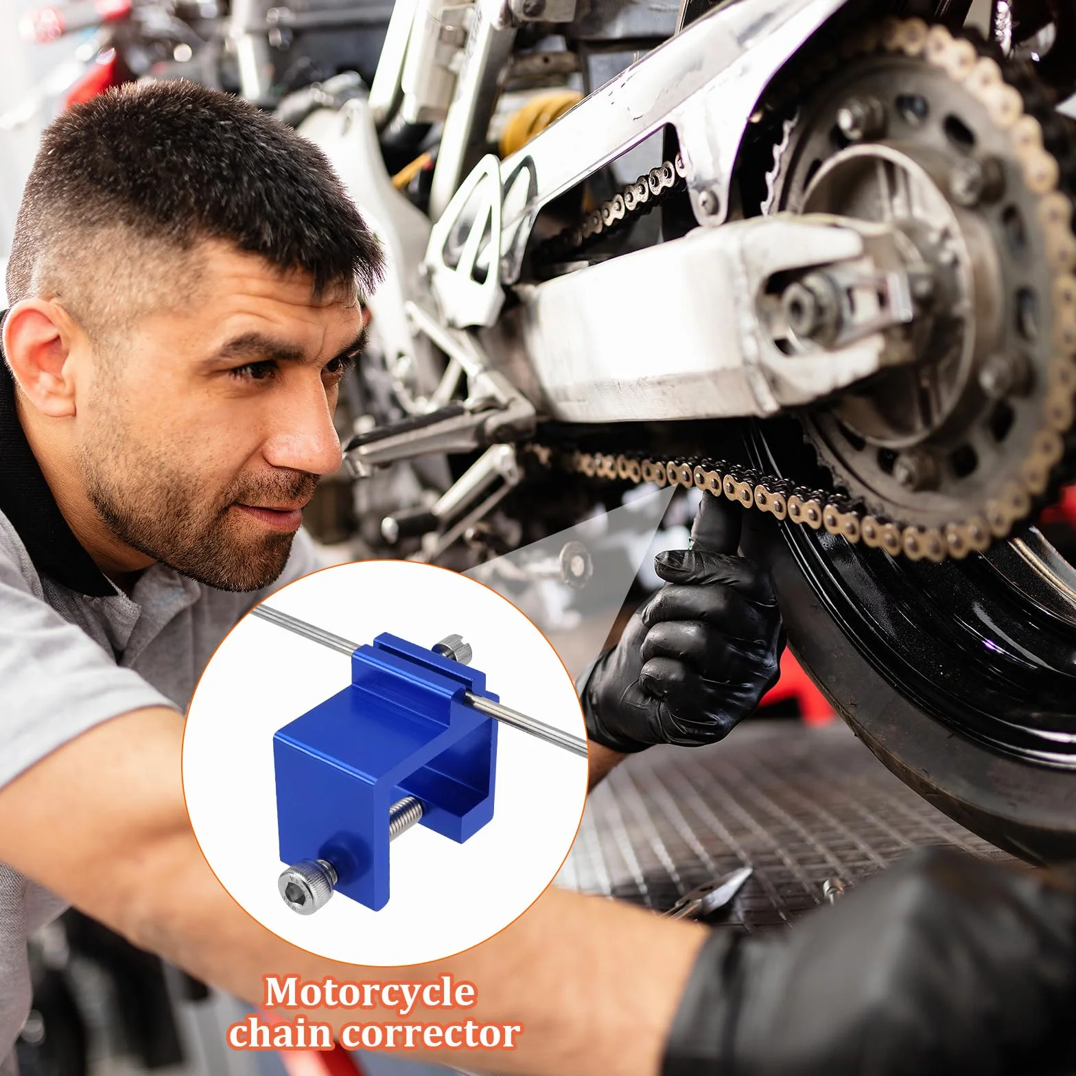 Set di attrezzi universali per allineamento catena, strumento metallico preciso per moto e ATV