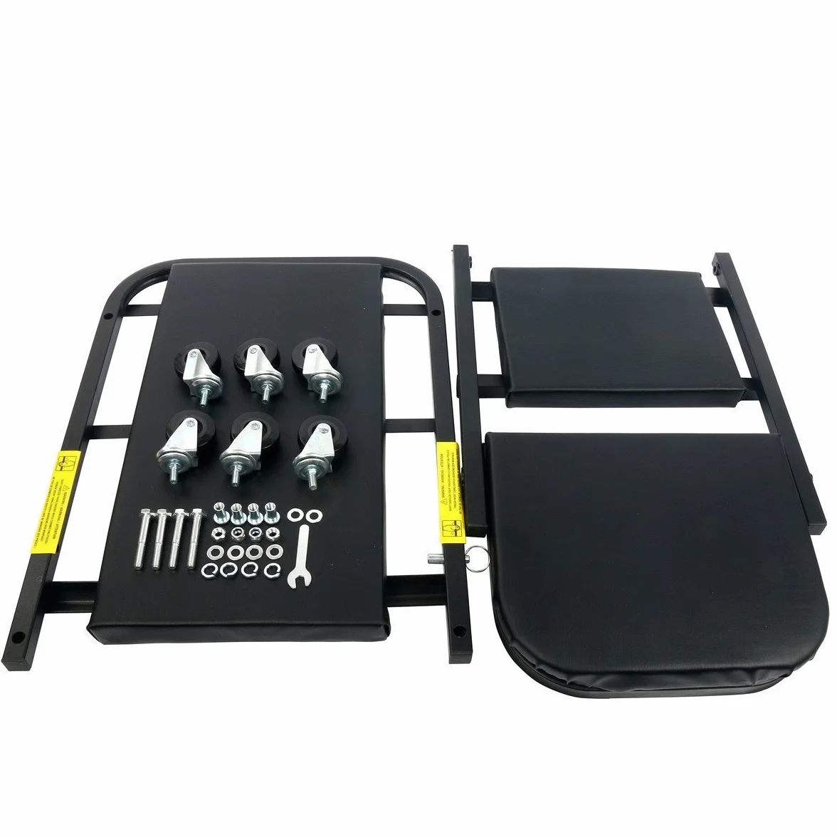 FreeTec Carrello Meccanico, Carrello sotto Auto, 2 in 1 Sdraio Pieghevole da Officina, Trasformabile in Seduta Sgabello, 1m di Lunghezza, Carica Massima di 150kg, Nero