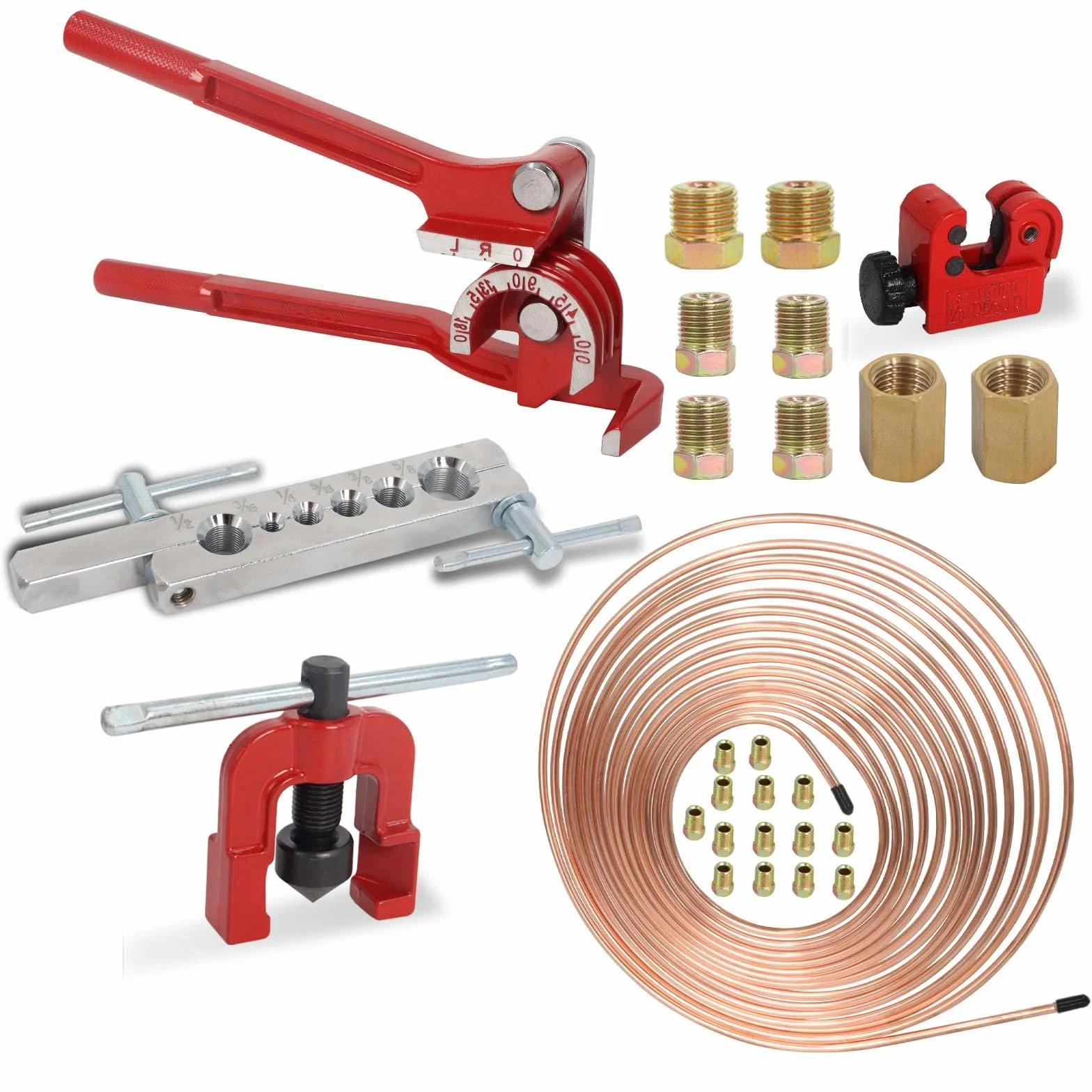 Kit di Torcitura Tubo del Freno 7,6 m 4.7 mm con Raccordi e Viti per Bordatura Semplice e Doppia