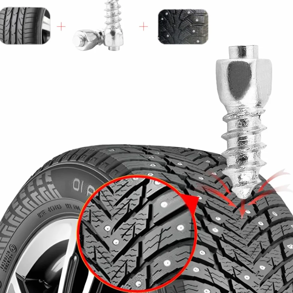 Auto12mm vite antiscivolo vite prigioniera, 100 pezzi 12mm per auto SUV ATV Vite antiscivolo per ruote per pneumatici neve Punte per pneumatici Trim Accessori per auto