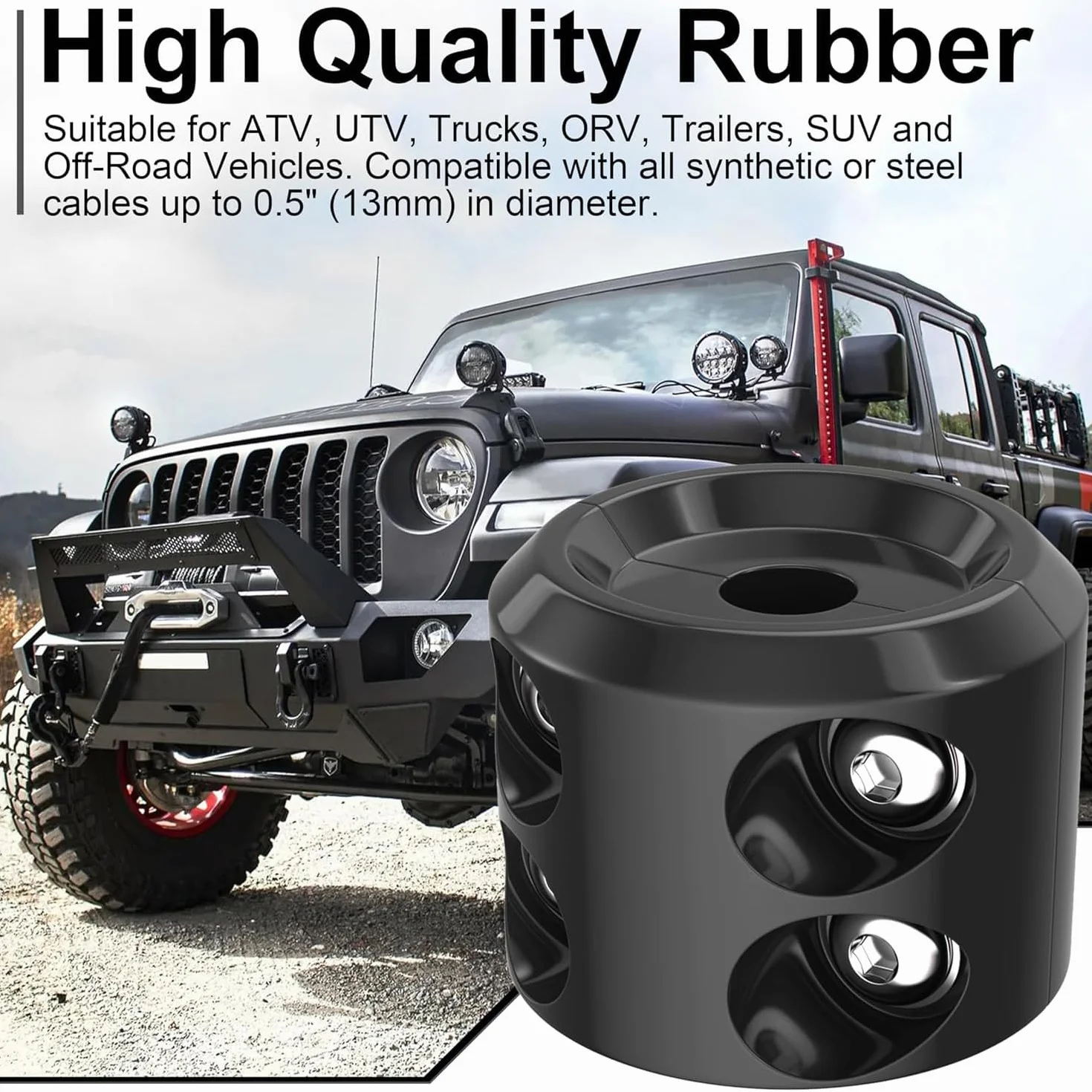 Gancio di sicurezza per cavo verricello ATV UTV SUV ORV, salvacavo in gomma