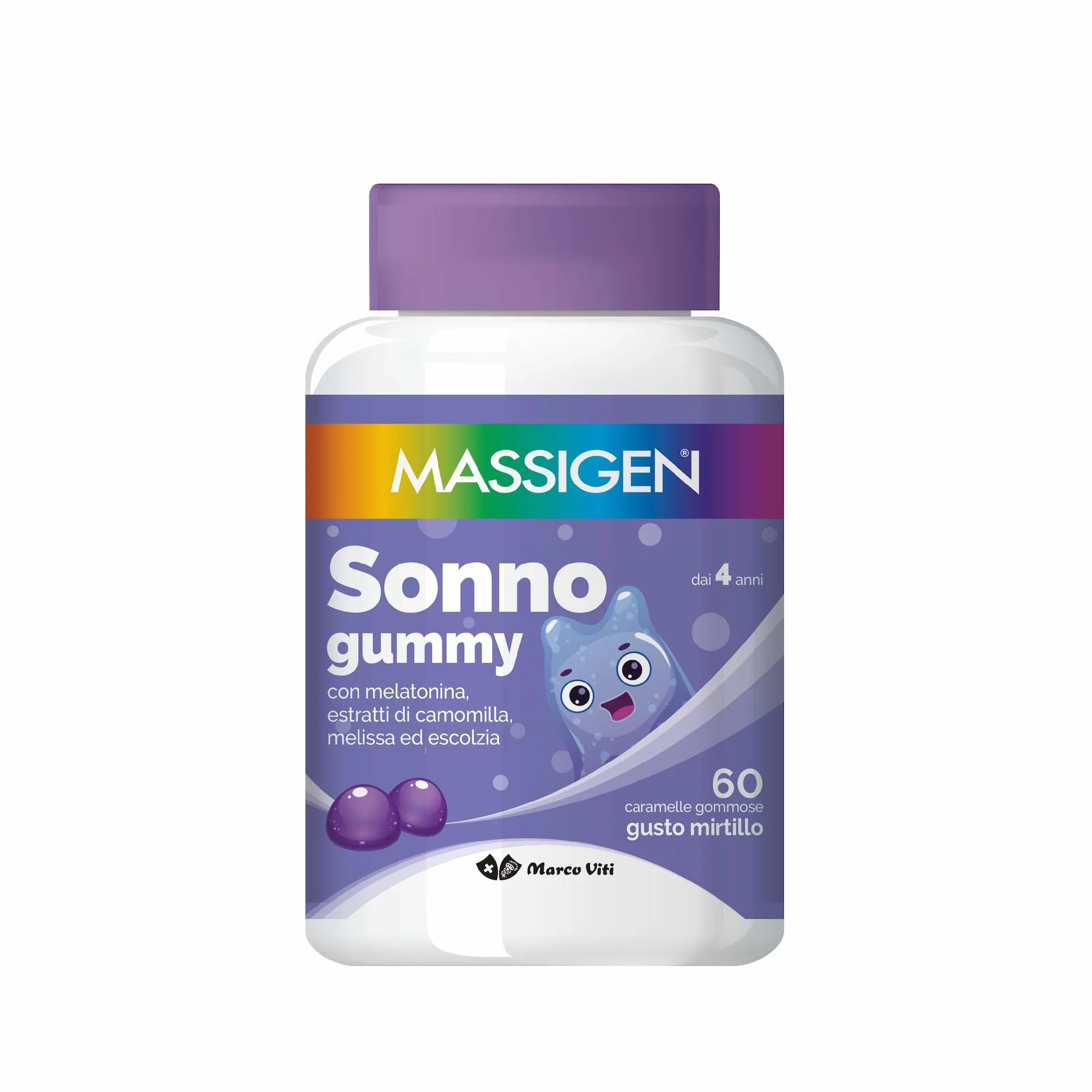 Massigen Sonno Gummy Integratore Alimentare con Melatonina e Estratti Naturali, 60 Caramelle da 3,3 g