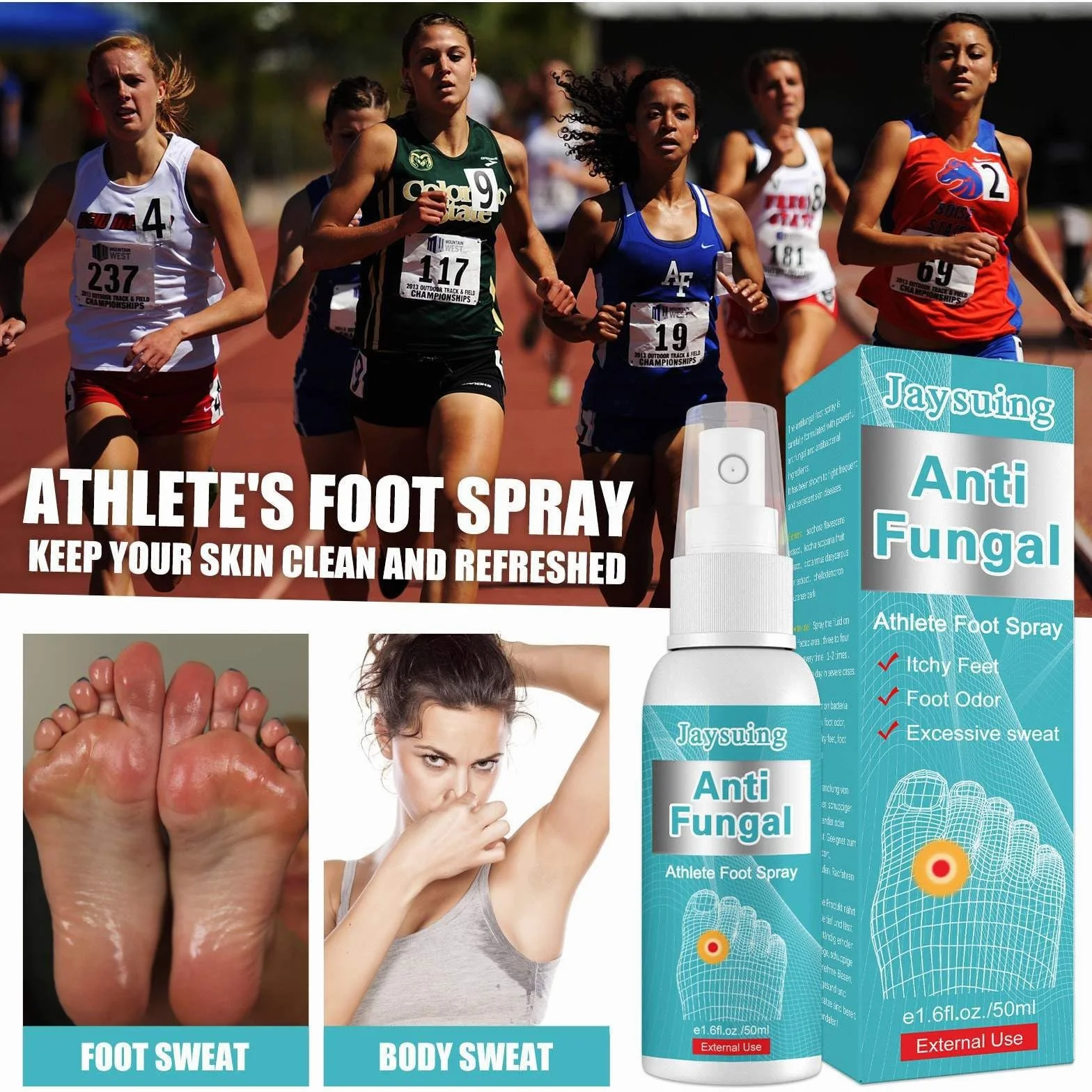 Spray antifungino del piede 50ml ingredienti naturali trattamento prurito sudorazione odore