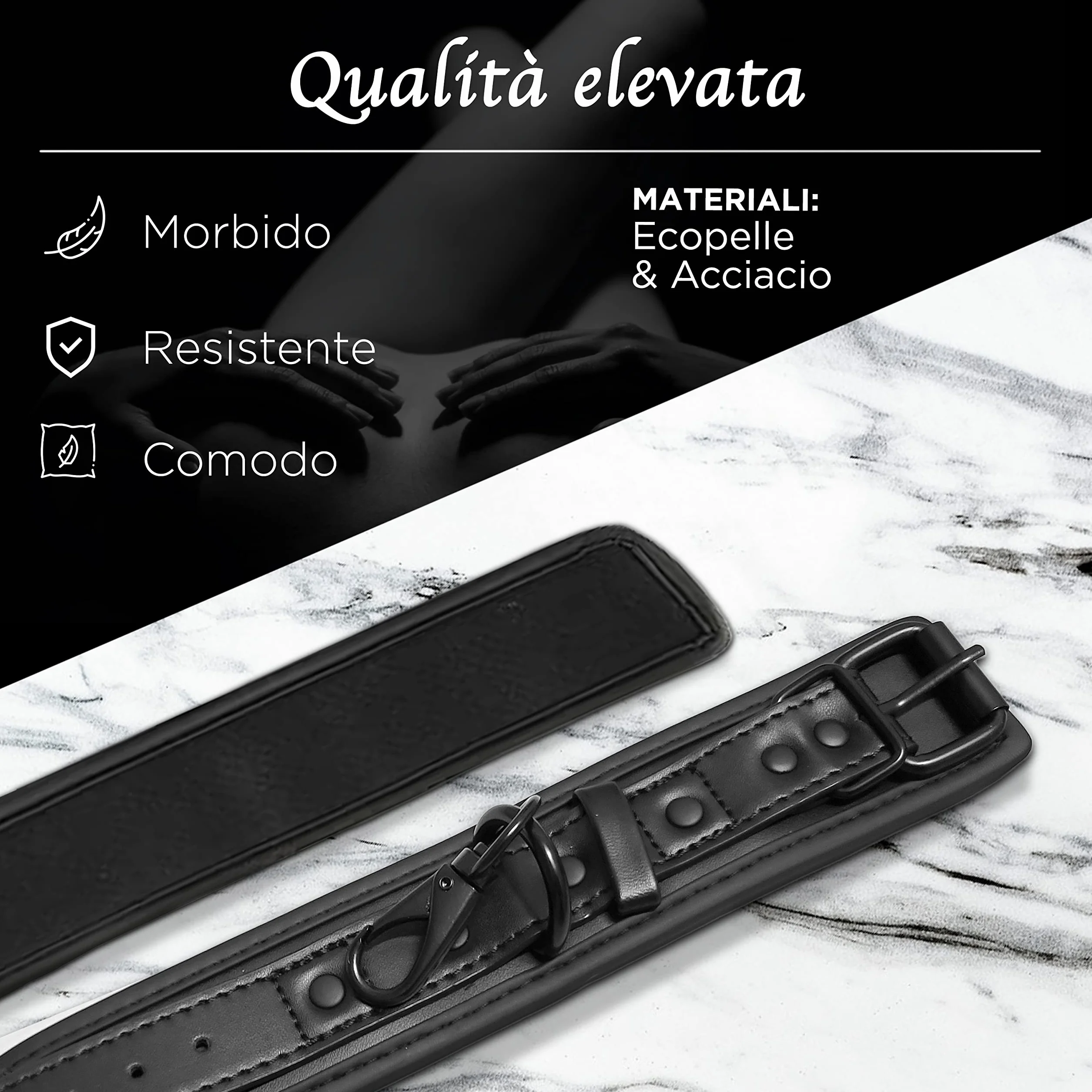 Manette Regolabili in Ecopelle per Coppie, Accessorio Elegante per Intimità, Giochi Erotici