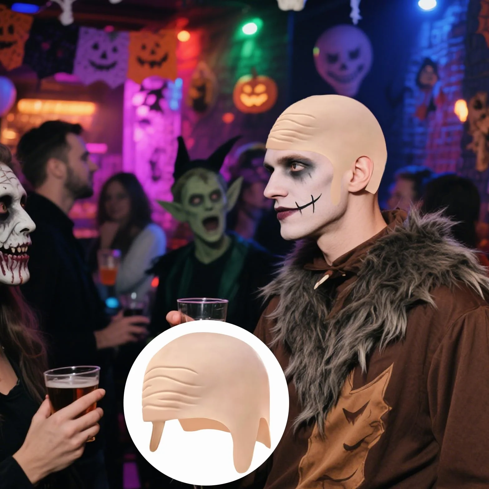 Berretto Calvo in Lattice per Adulti, Cappello Pelato per Costumi Carnevale Halloween