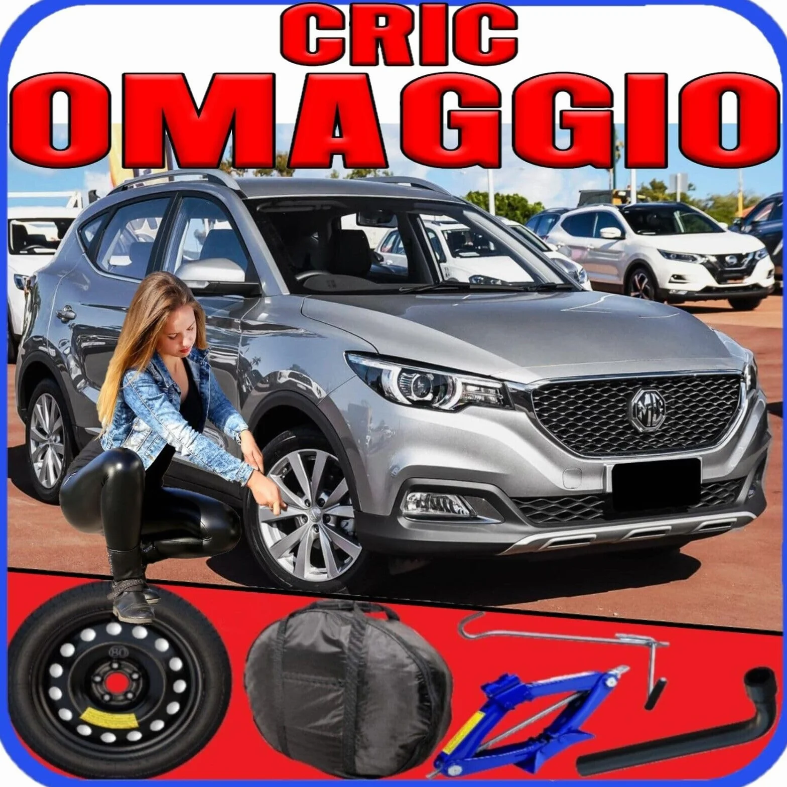 Generico Ruotino Di Scorta mg zs benzina (II) 5 Fori Gomma 125/80 R17 Da Anno 2017 Fino ad Anno 2024 Con Kit Accessori Cric Crick Chiave e Sacca 125 80 17 17""