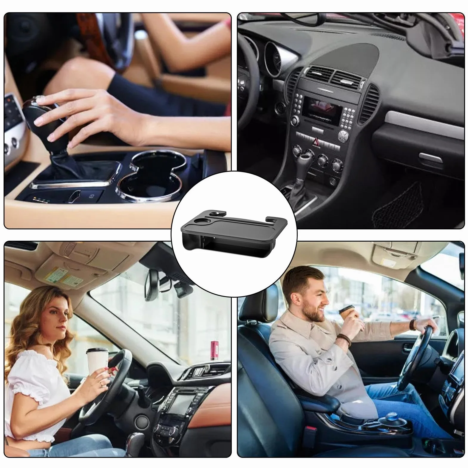 Tavolino Auto per Volante - Vassoio Portatile per Computer e Cibo da Volante | Supporto Portatile per PC, Scrittura, Bevande e Libri in Auto