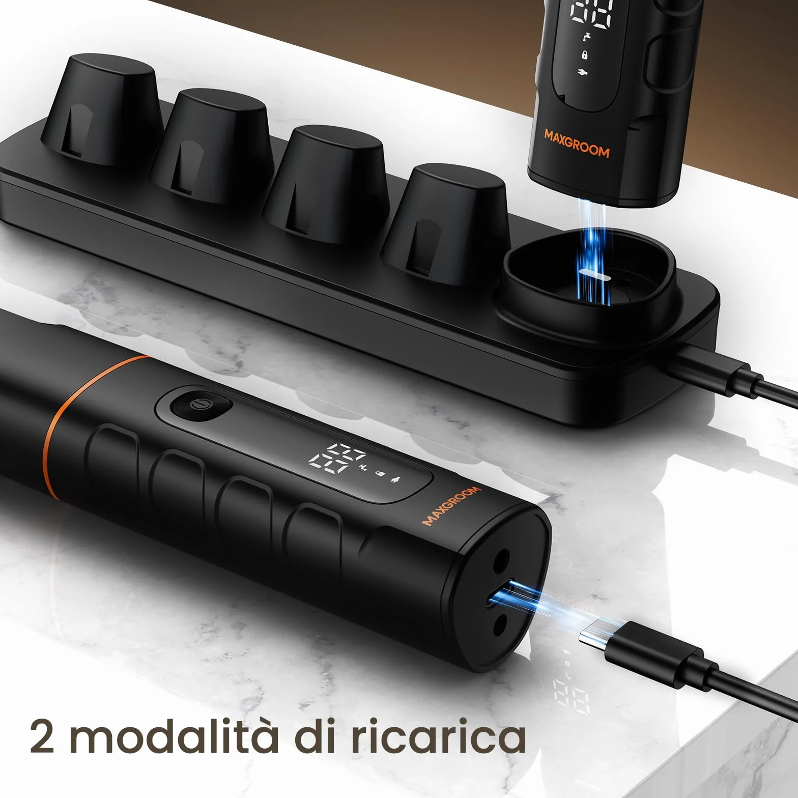 MAXGROOM 5 in 1 Rasoio Elettrico Corpo Uomo Kit, IPX6 Wet&Dry, Autonomia Prolungata