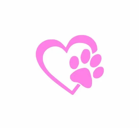 Adesivo in vinile, a forma di cuore con impronta di zampa di cane, da 10,16 cm, ideale per auto, camion, finestre, pareti, computer portatili, disponibile in vari colori