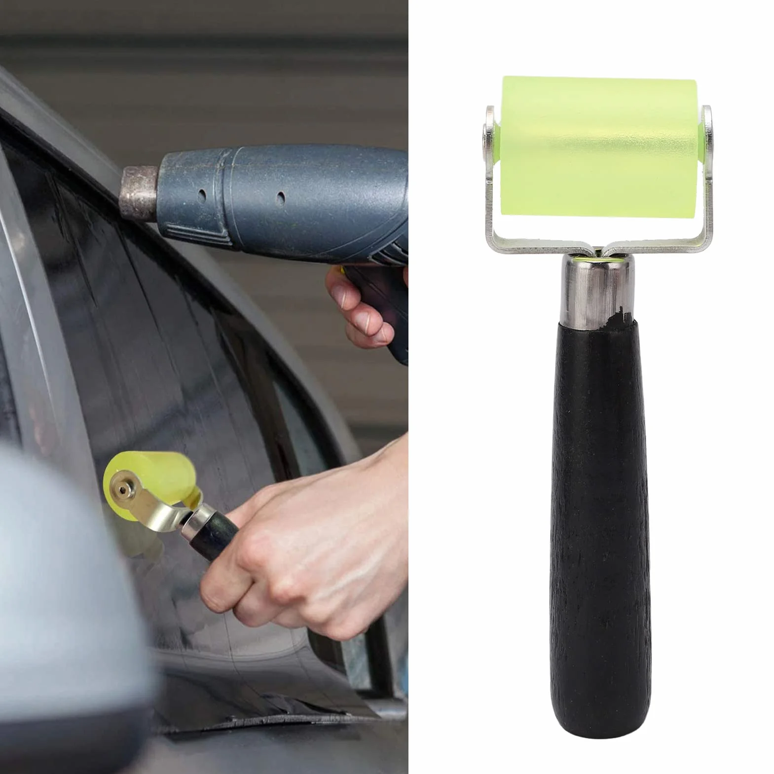 Strumento a Rullo Fonoassorbente per Installazione in Auto – Rullo in Silicone con Manico Legno, Leggero e Facile da Usare (Grande 24 pollici)