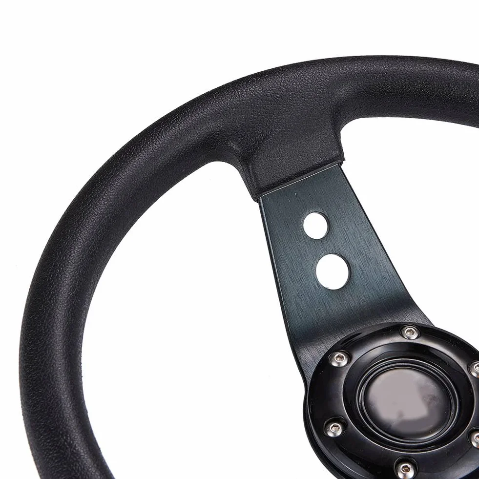 Volante da corsa, Volante Sportivo Universale Volante for auto a 2 razze intenso 320mm diametro universale in pelle di alluminio(Black)