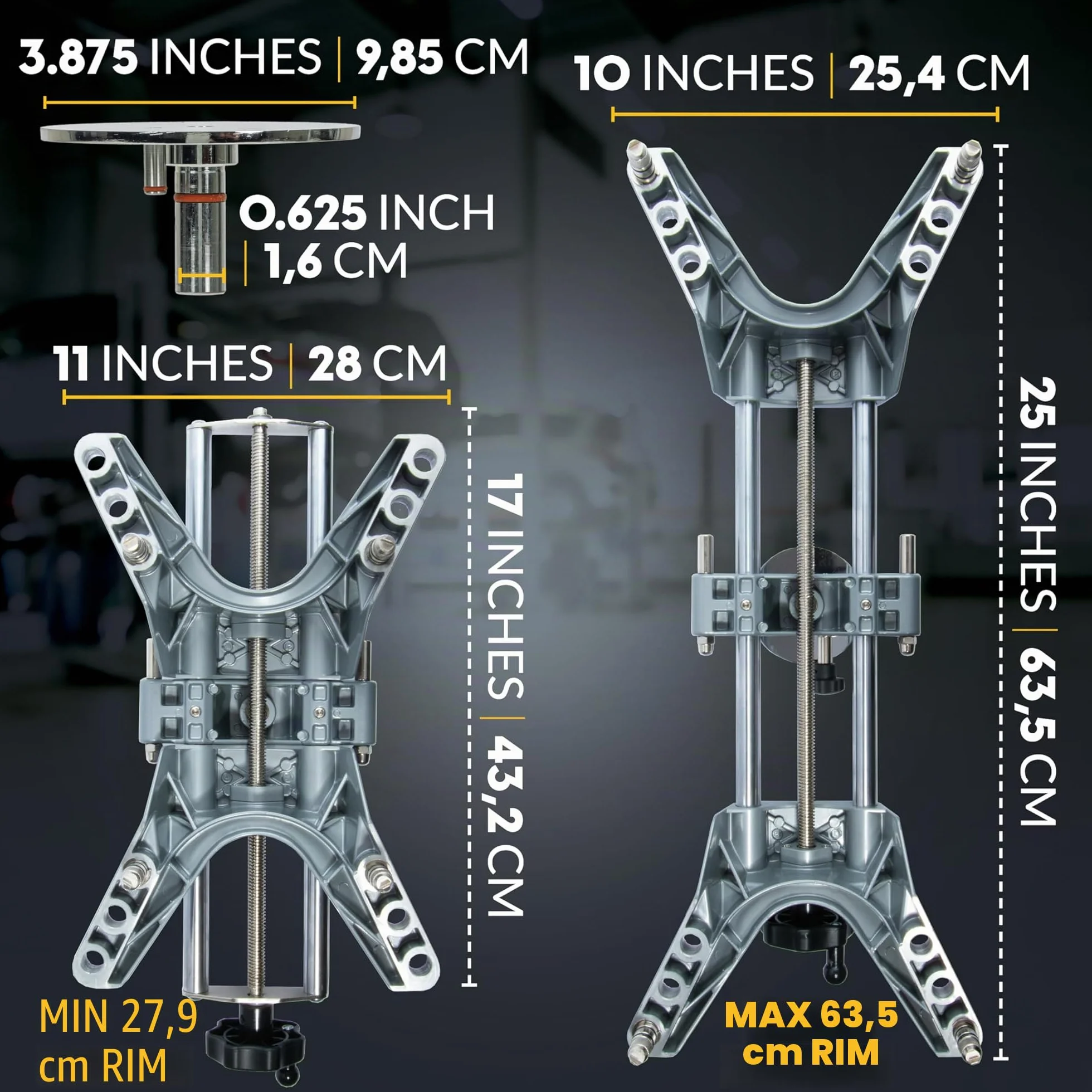 AutoSolo Morsetto per Ruote di Allineamento 3D DSP Adattatore Magnetico per Misuratori Camber Castor Cerchi 11-25 Pollici