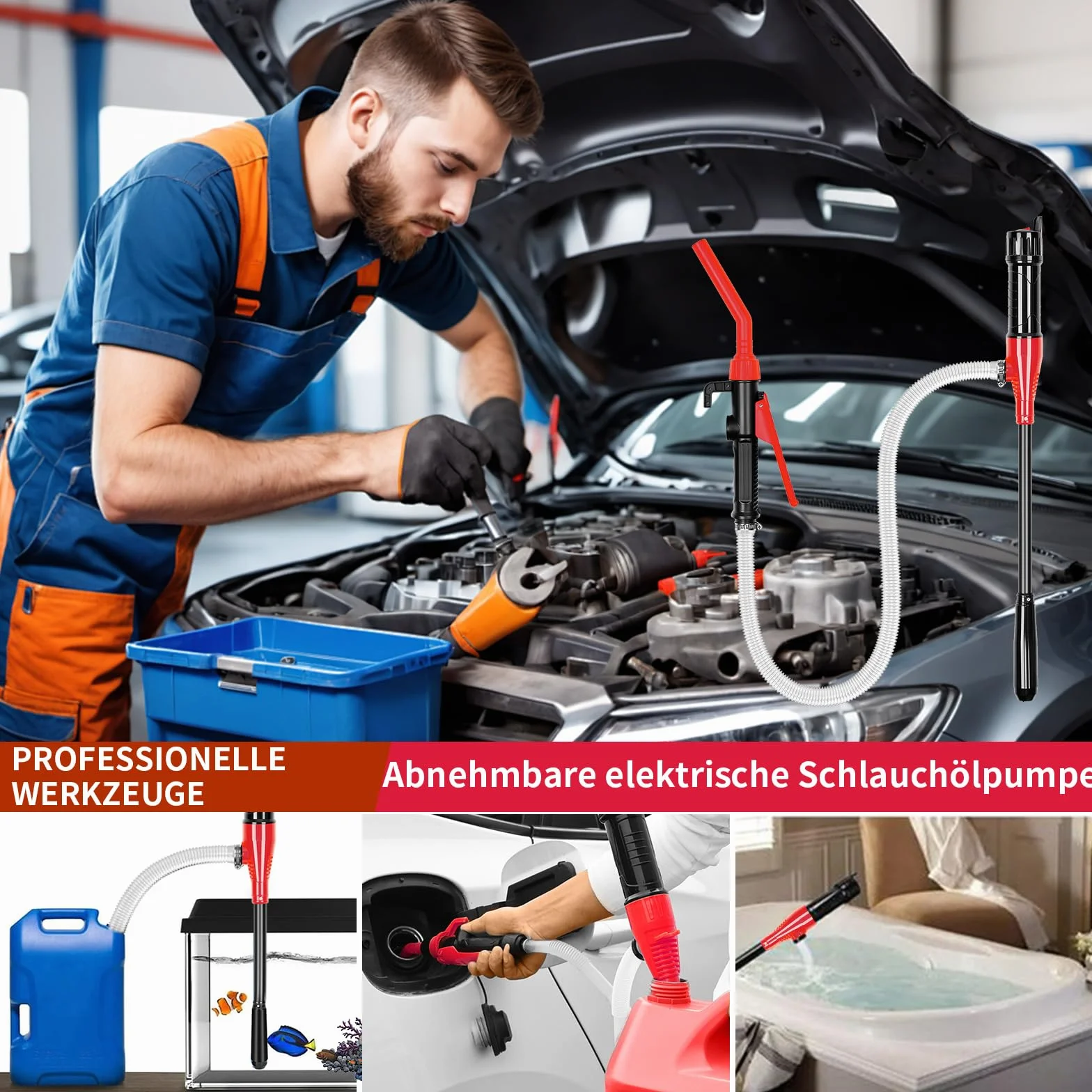 Pompa a benzina elettrica a batteria,Pompa di Trasferimento Portatile con Ugello di Controllo di Flusso,tanica aspirazione automatica per benzina
