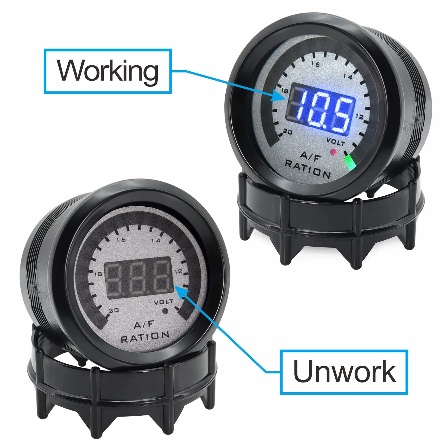 52 mm Digital Air Fuel Ratio Gauge auto da corsa LED blu con banda stretta O2 sensore di ossigeno per auto da 12 V