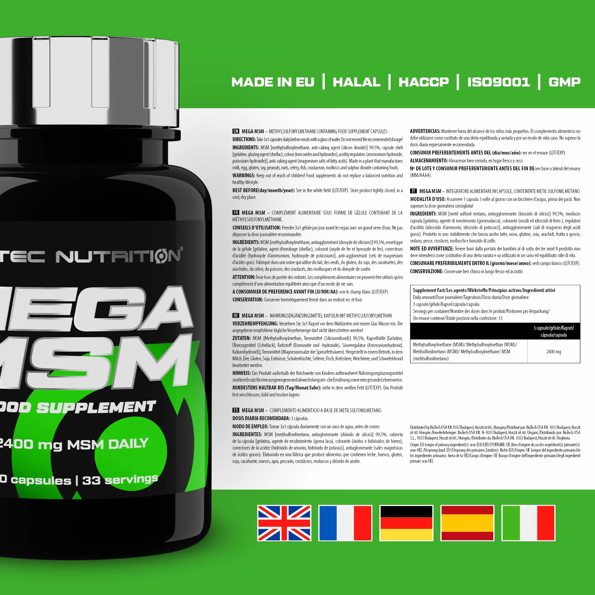 Scitec Nutrition Mega MSM 2400 mg 100 kapsułek