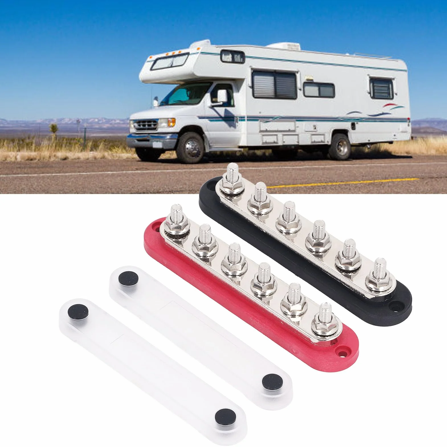 2 Pz M8 300A Bus Bar Piatti in Ottone Terminali in Acciaio Inossidabile Blocco di Distribuzione Dell'alimentazione per Automobili Auto Barche Navi