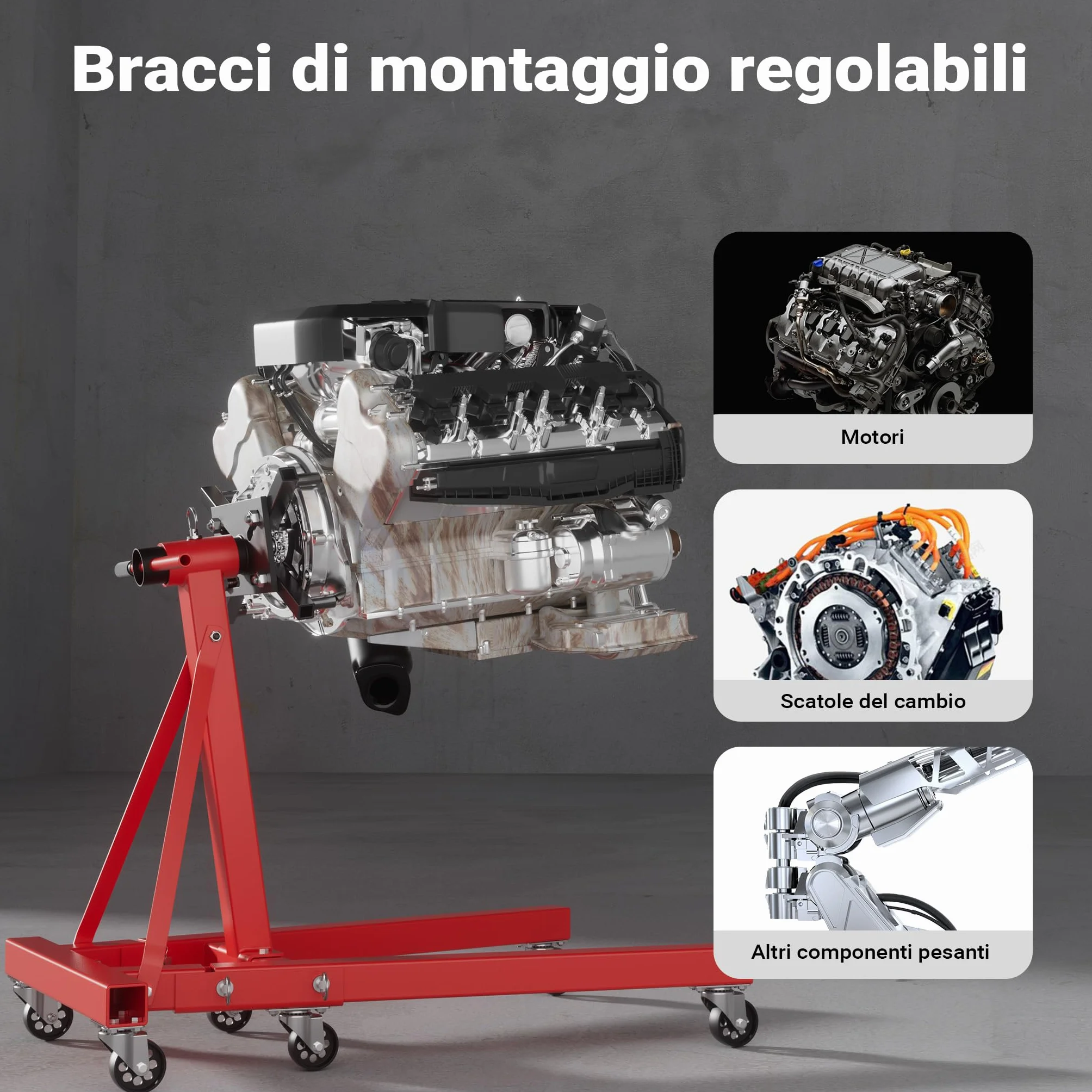 Wiltec Cavalletto Sostegno Motore Max 900 kg Sollevatore