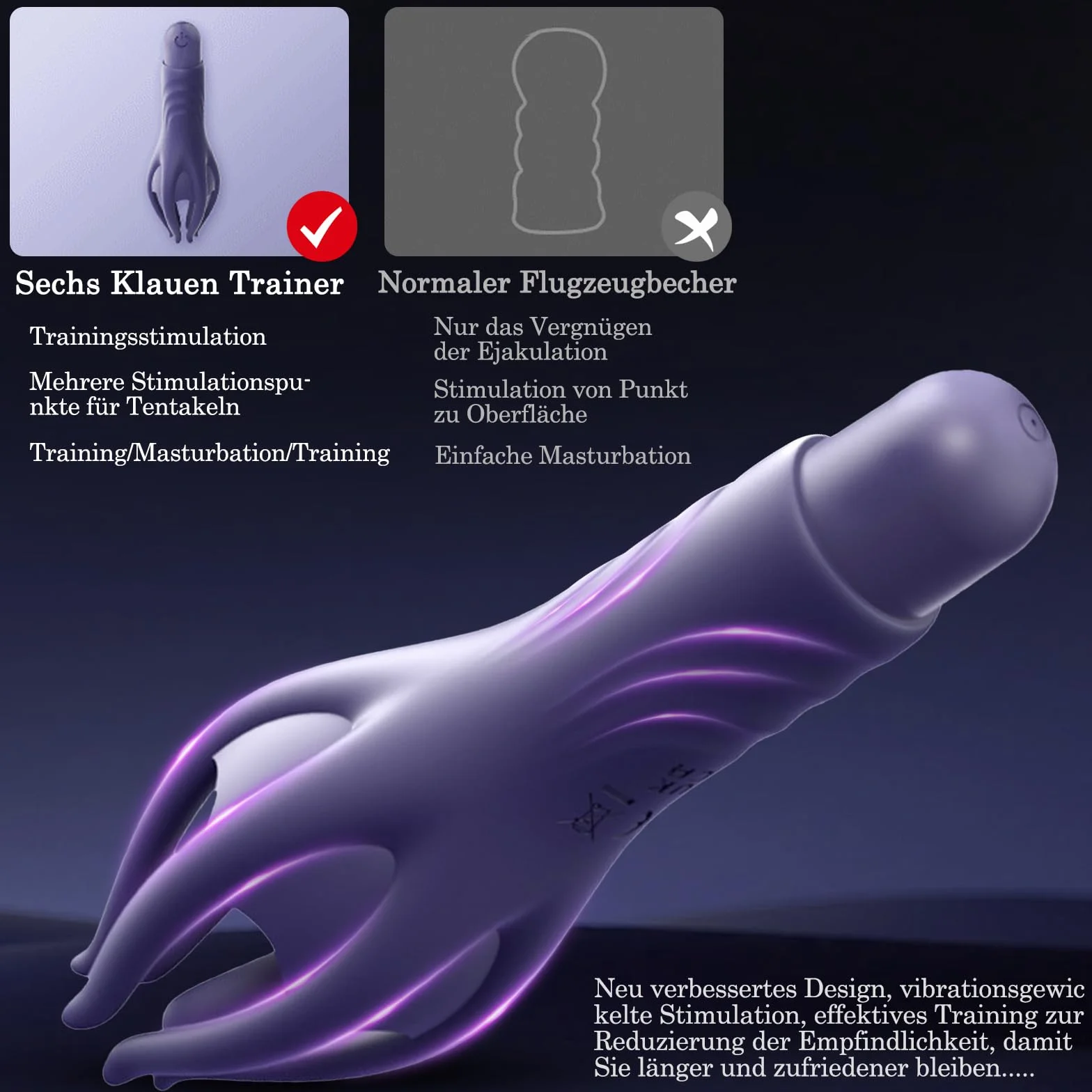BDSMYEE Stimolatore del glande con 6 tentacoli, masturbatore elettrico a mani libere con 10 modalità di vibrazione