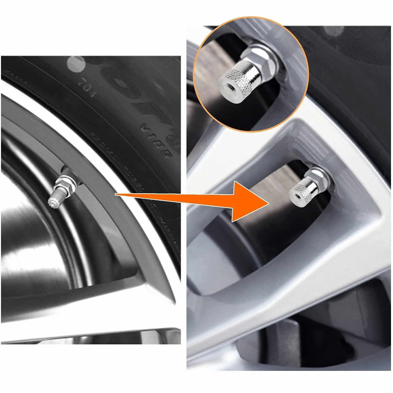 8 tappi per valvole in metallo con anello in gomma per auto, moto, bici e scooter - tappi pneumatici