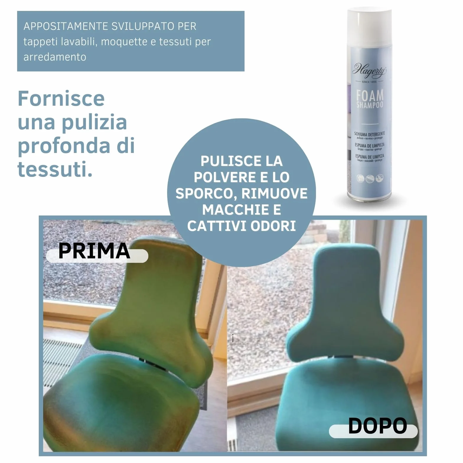 HAGERTY Foam Shampoo detergente in schiuma per tappeti e tessuti 500 ml