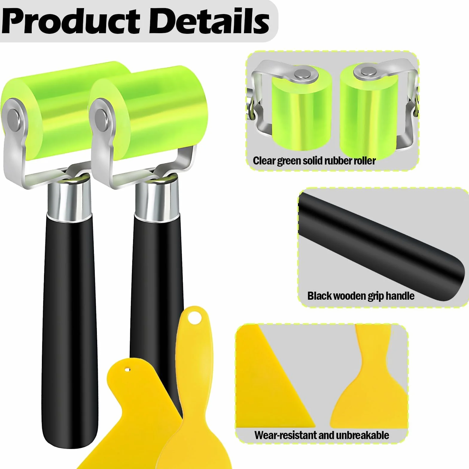 KAIYAYA 2 Pezzi Rullo di Pressione in Silicone 30 mm e 50 mm Rullo Fonoassorbente per Auto Rullo di Pressione Cuscinetto per la saldatura di teloni in PVC con 2 Spatole di Pellicola
