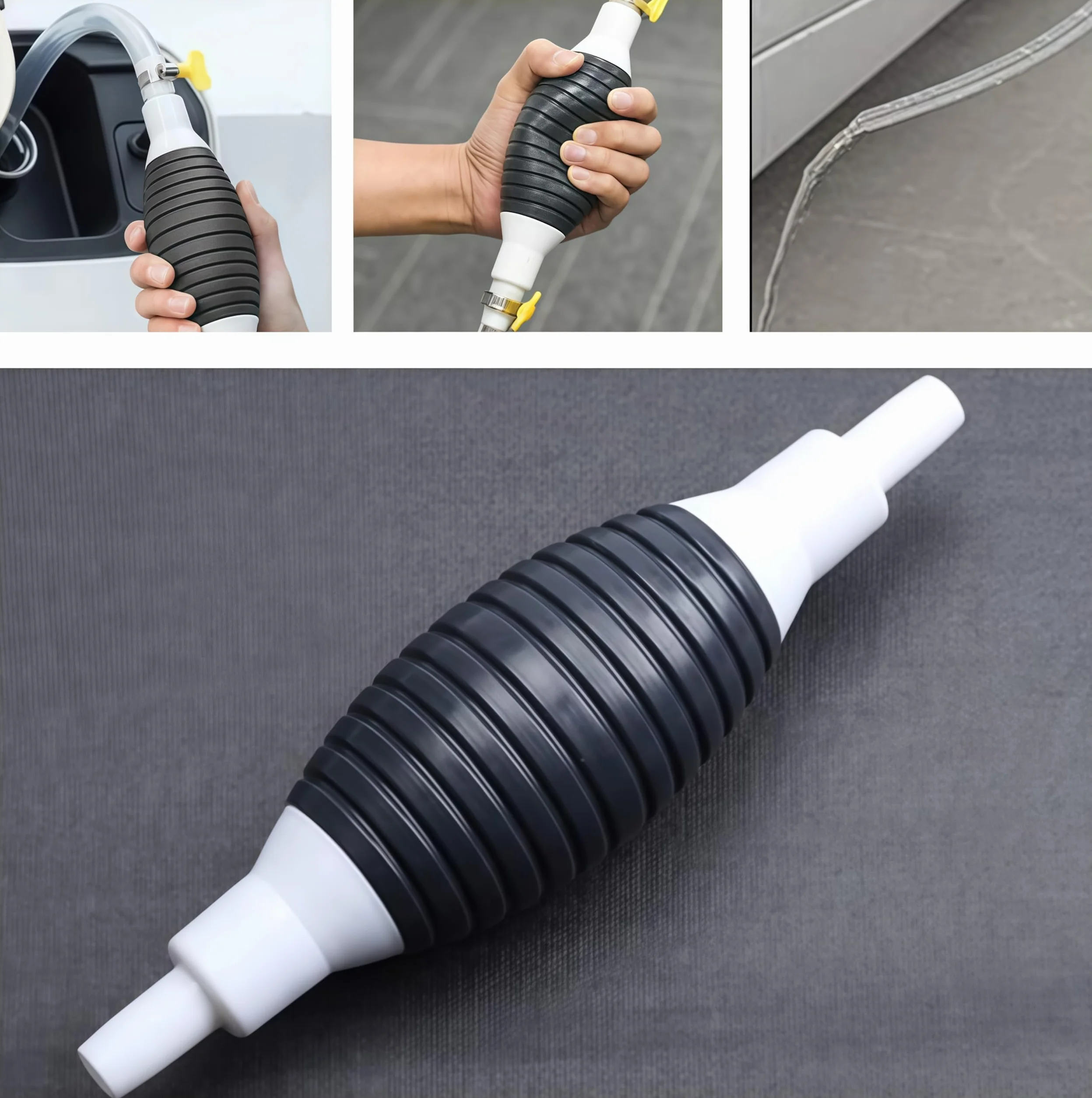 Pompa Trasferimento Liquido dell'Acqua,Pompa a sifone Manuale Portatile, Pompa Acqua Manuale Pompa di Mandata del Gasolio,2 Pz Pompa Manuale + 2 m Tubo Flessibile + Valvola