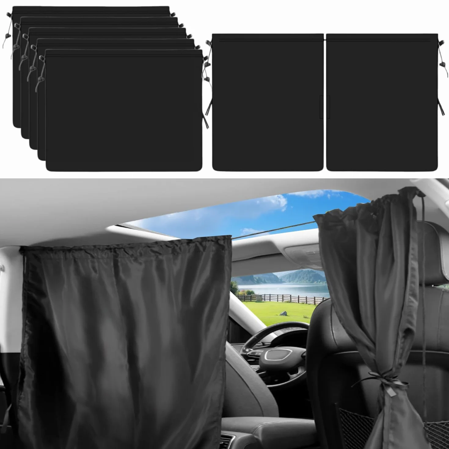 5 Pezzi Set Tendine Parasole Auto Oscuranti Finestrini Auto Protezione Della Privacy Facile da Installare 1 Tendina Principale 4 Oscuranti Laterali Adatto per la Maggior Parte Delle Modelli