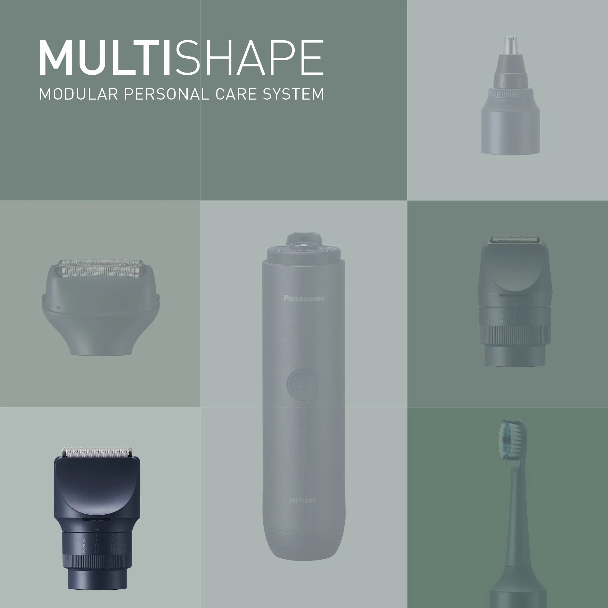 Panasonic MULTISHAPE ER-CTW1 Modulare Sistema Cura Persona Regolabarba Tagliacapelli Uomo Nero