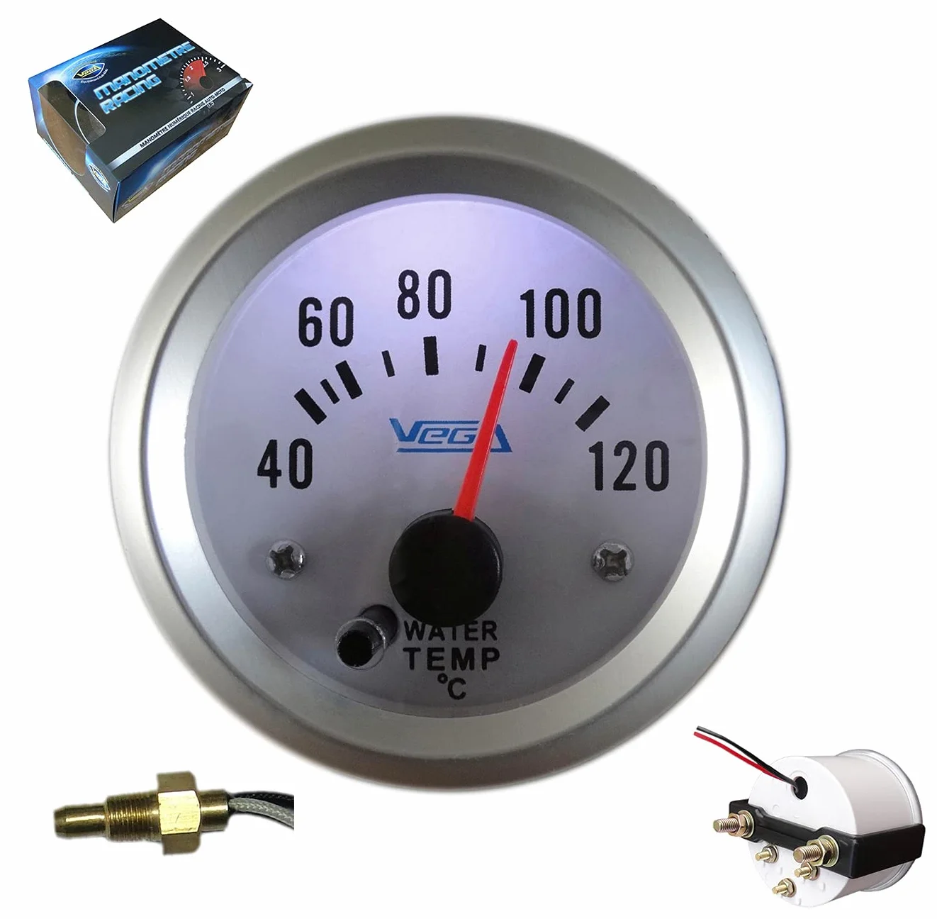 VEGA Manometro temperatura acqua 40-120 °C 7 colori sfondo bianco 52 mm