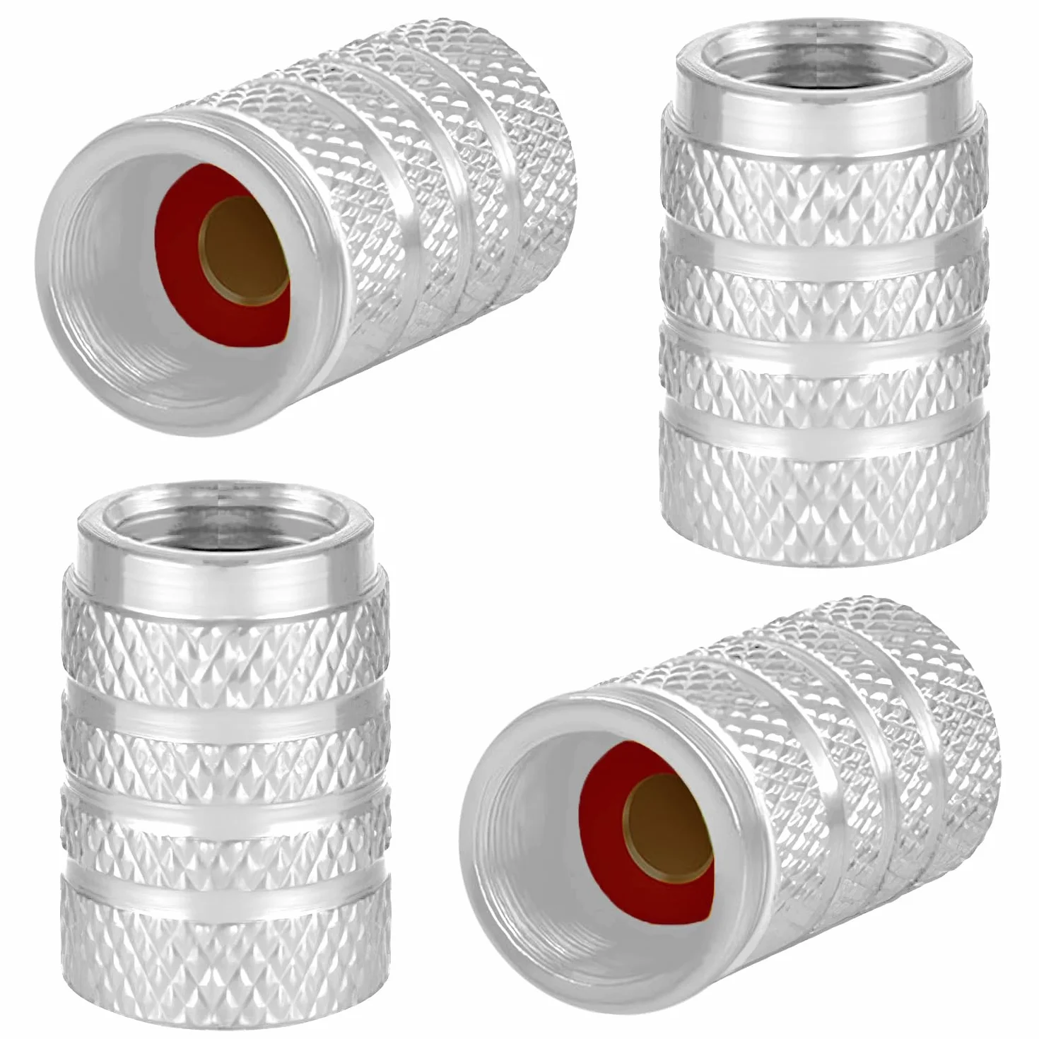 Tappi per valvole pneumatici in alluminio 4 pezzi antipolvere per auto metallo universali con guarnizione