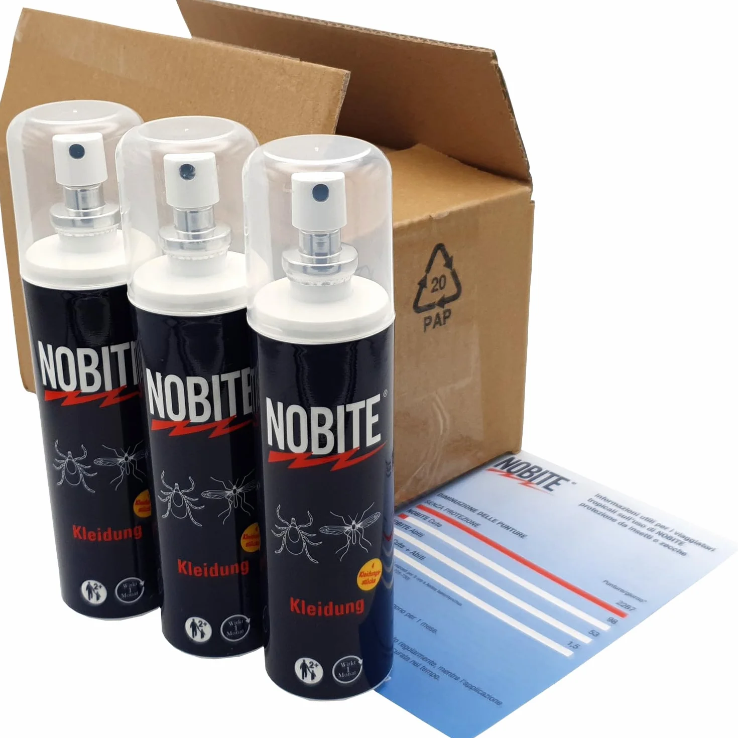 NOBITE Spray Abiti Permetrina 3x100ml Repellente Antizanzare per Vestiti