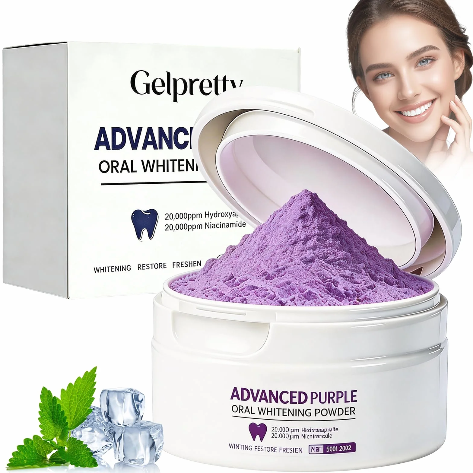 Polvere Sbiancante per Denti 50g, Immediato, Rimozione Macchie Profonde (viola)