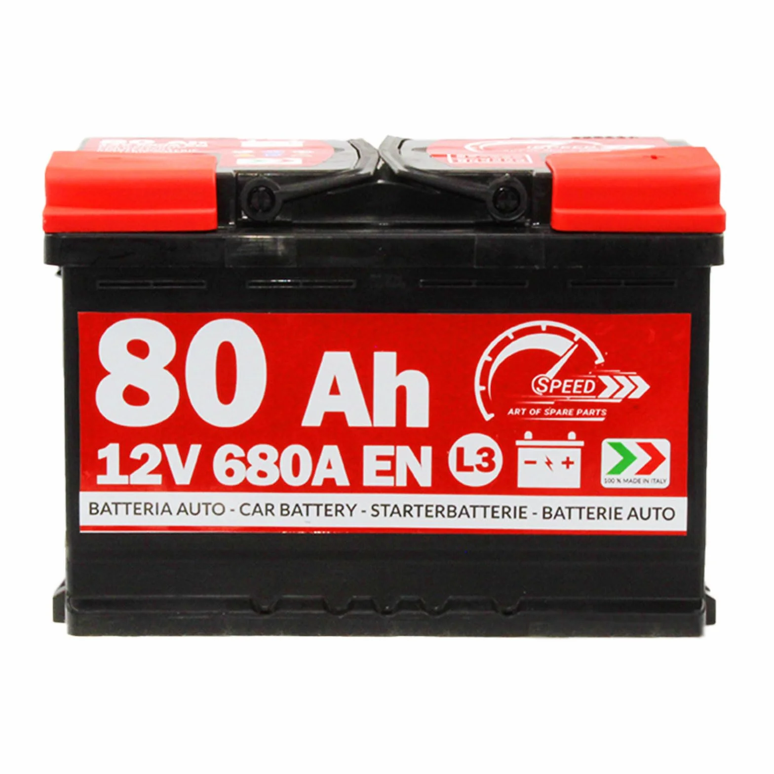 BATTERIA AVVIAMENTO AUTO ORIGINALE SPEED L3 80AH 12V 680A POLO POSITIVO A DESTRA (278x190x175)
